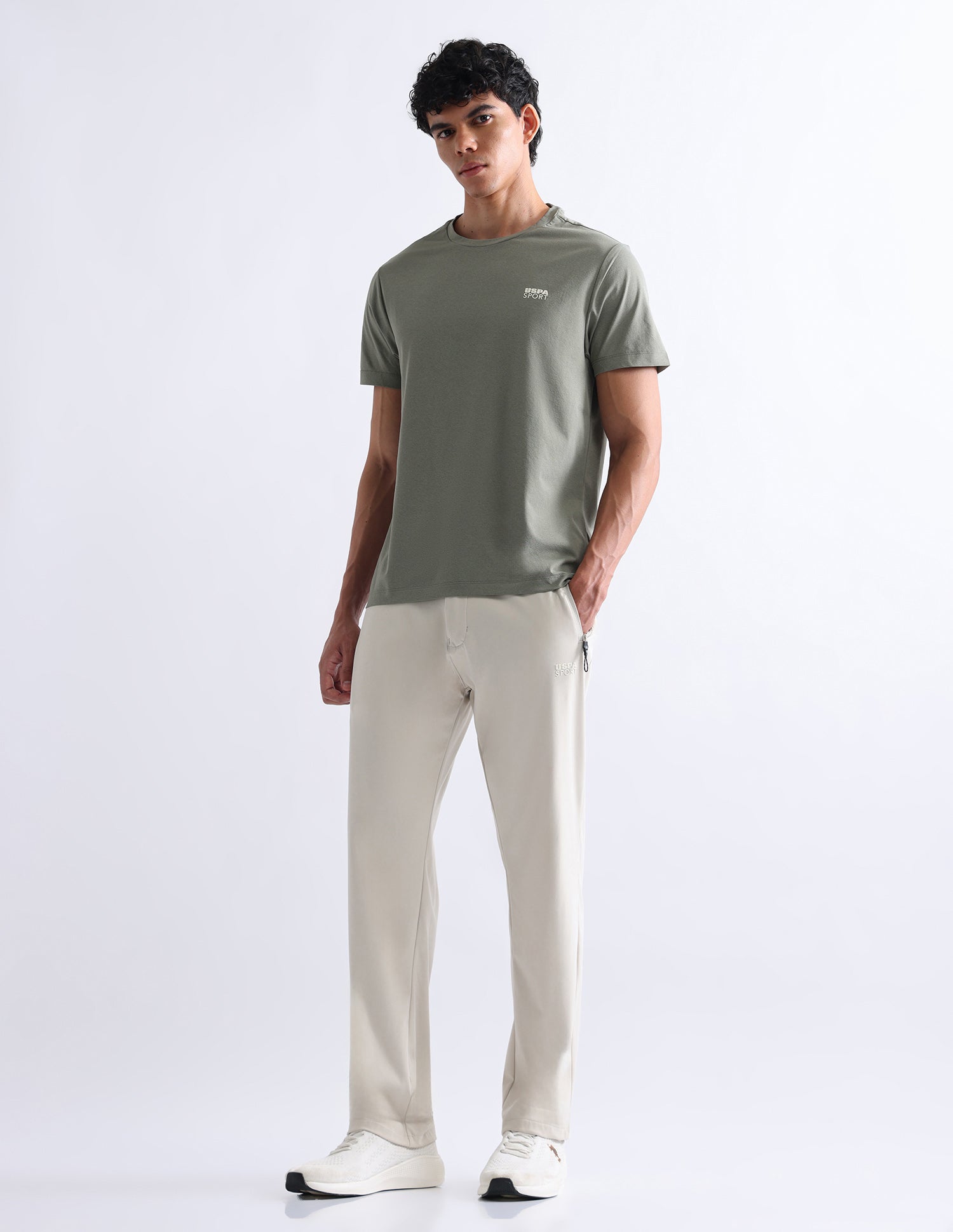 Solid Slim Fit T-Shirt Light Olive - U.S. Polo Assn. India | Large