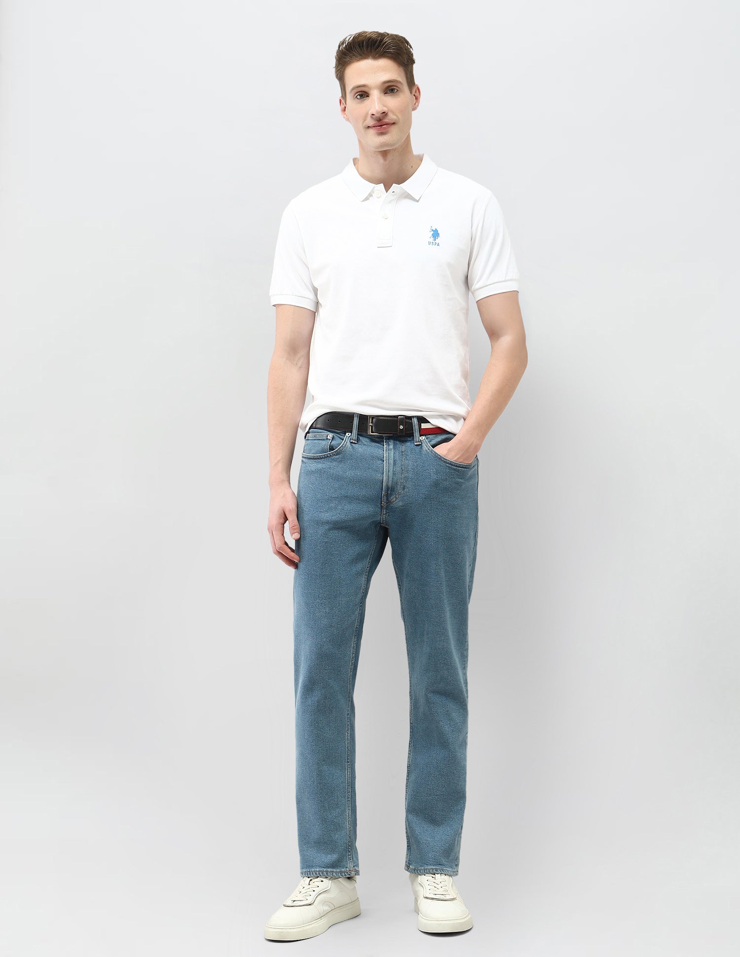 Solid Slim Fit Polo Shirt White - U.S. Polo Assn. India | Large