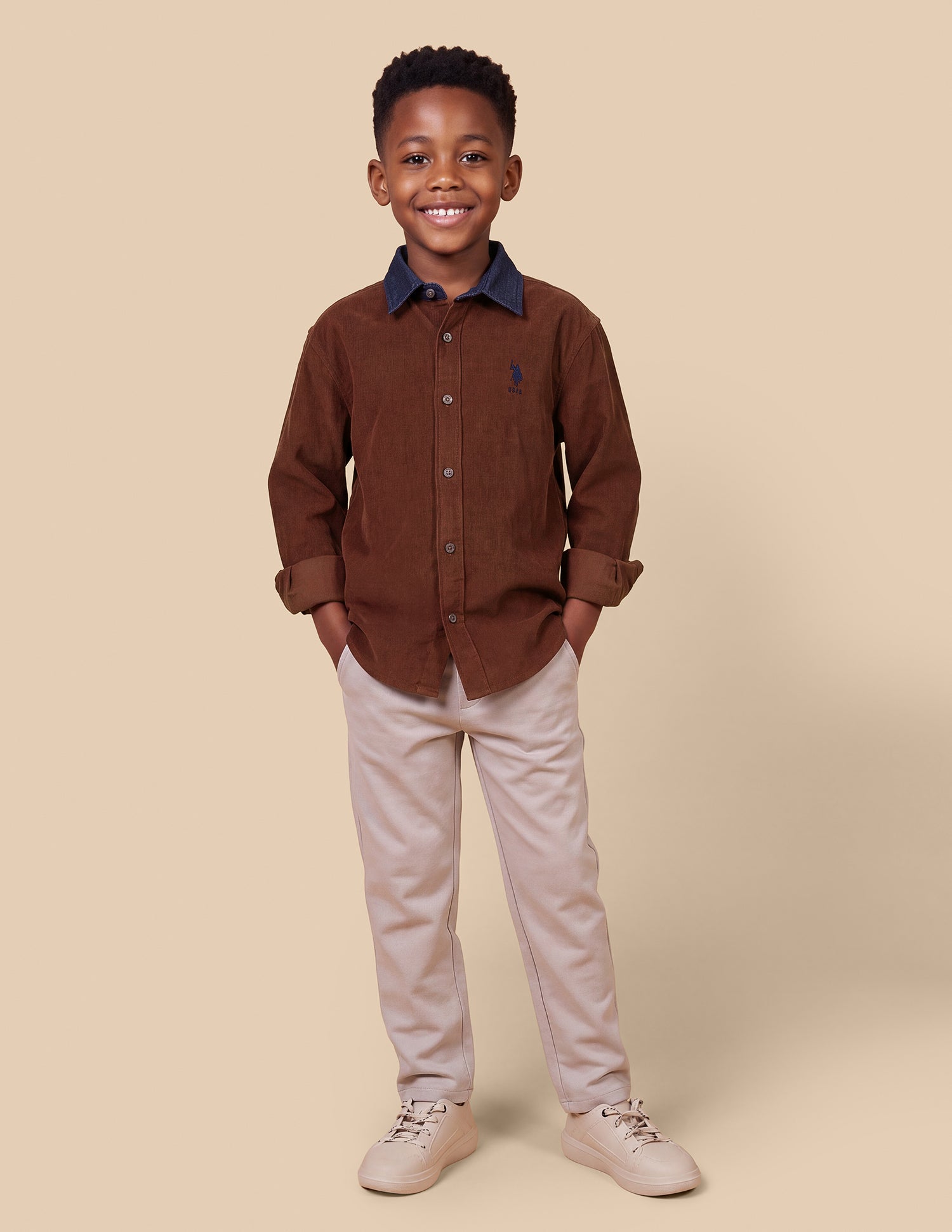 Corduroy Regular Fit Shirt Maroon - U.S. Polo Assn. India | Large