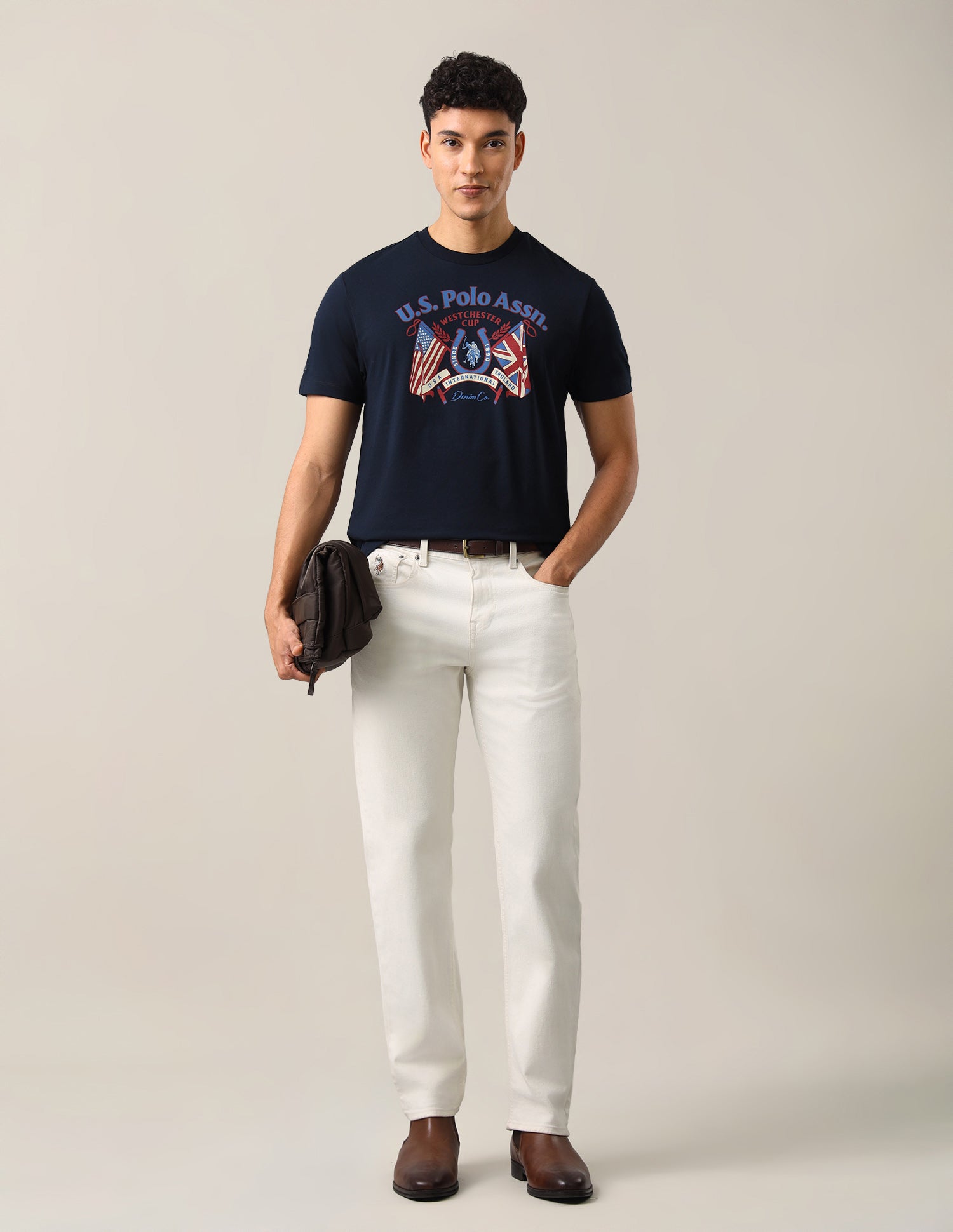 Graphic Brand Printed Slim Fit T-Shirt Navy - U.S. Polo Assn. India | Large