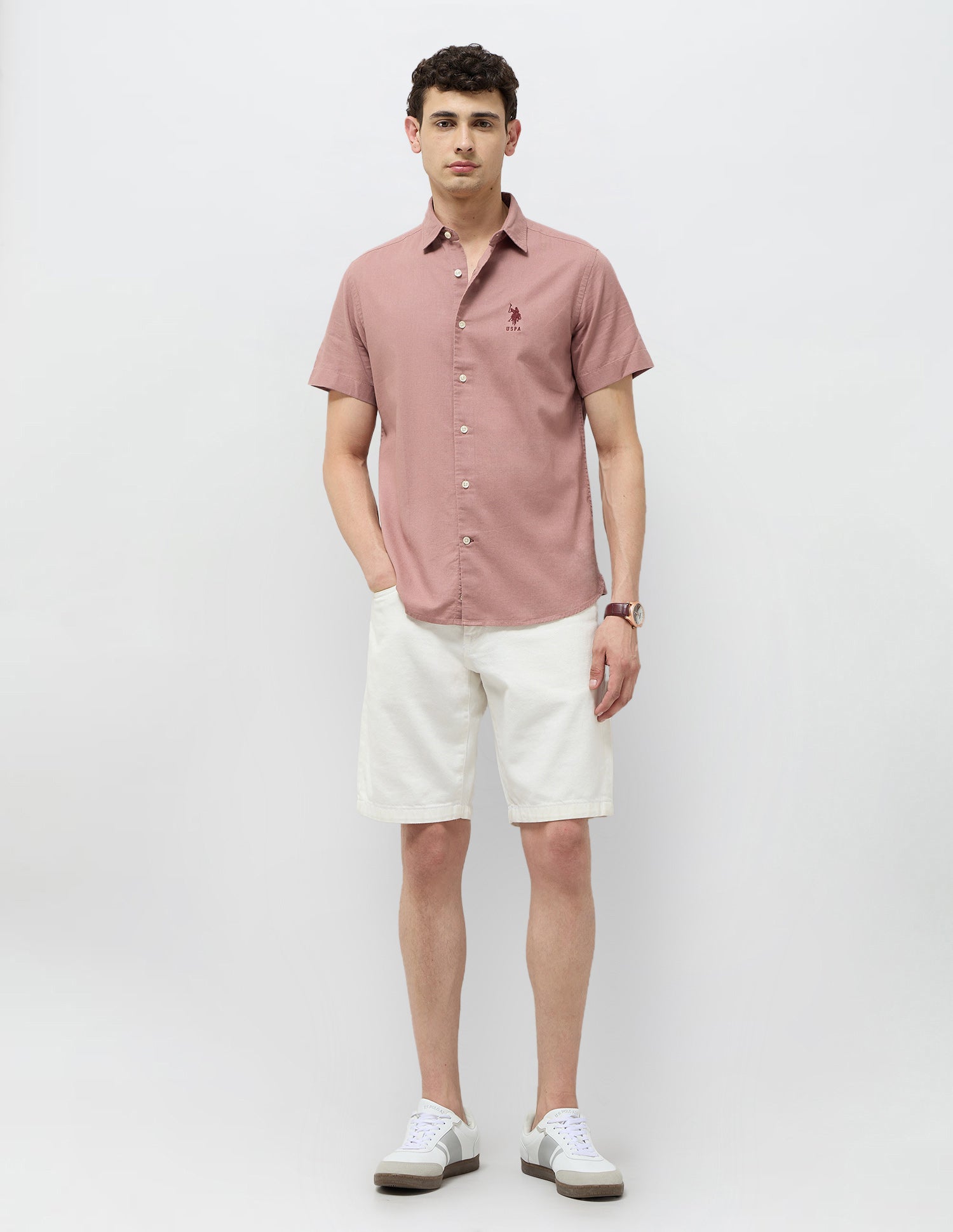 Solid Regular Fit Shirt Dark Pink - U.S. Polo Assn. India | Large