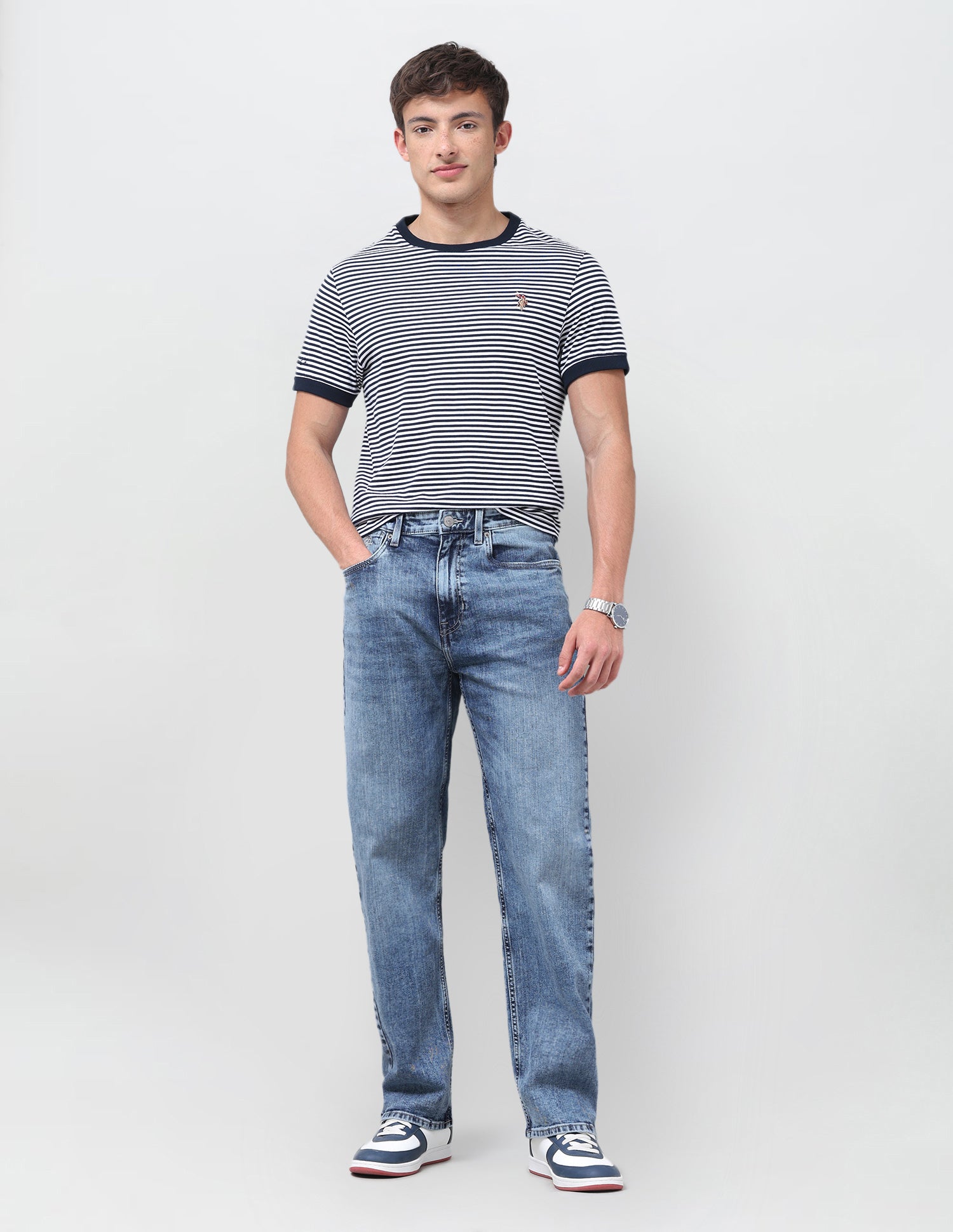 Logan Loose Straight Fit Blue Jeans Light Blue - U.S. Polo Assn. India | Large