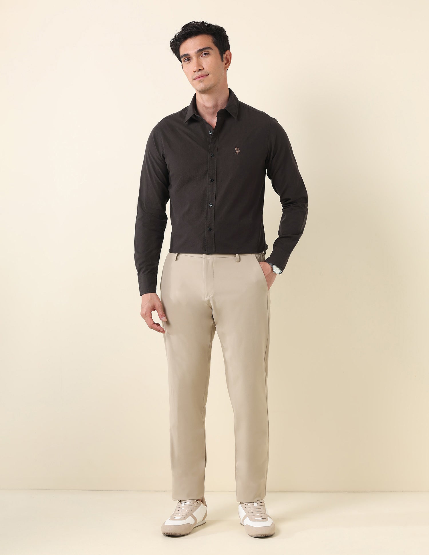 Solid Tailored Fit Shirt Choco - U.S. Polo Assn. India | Large