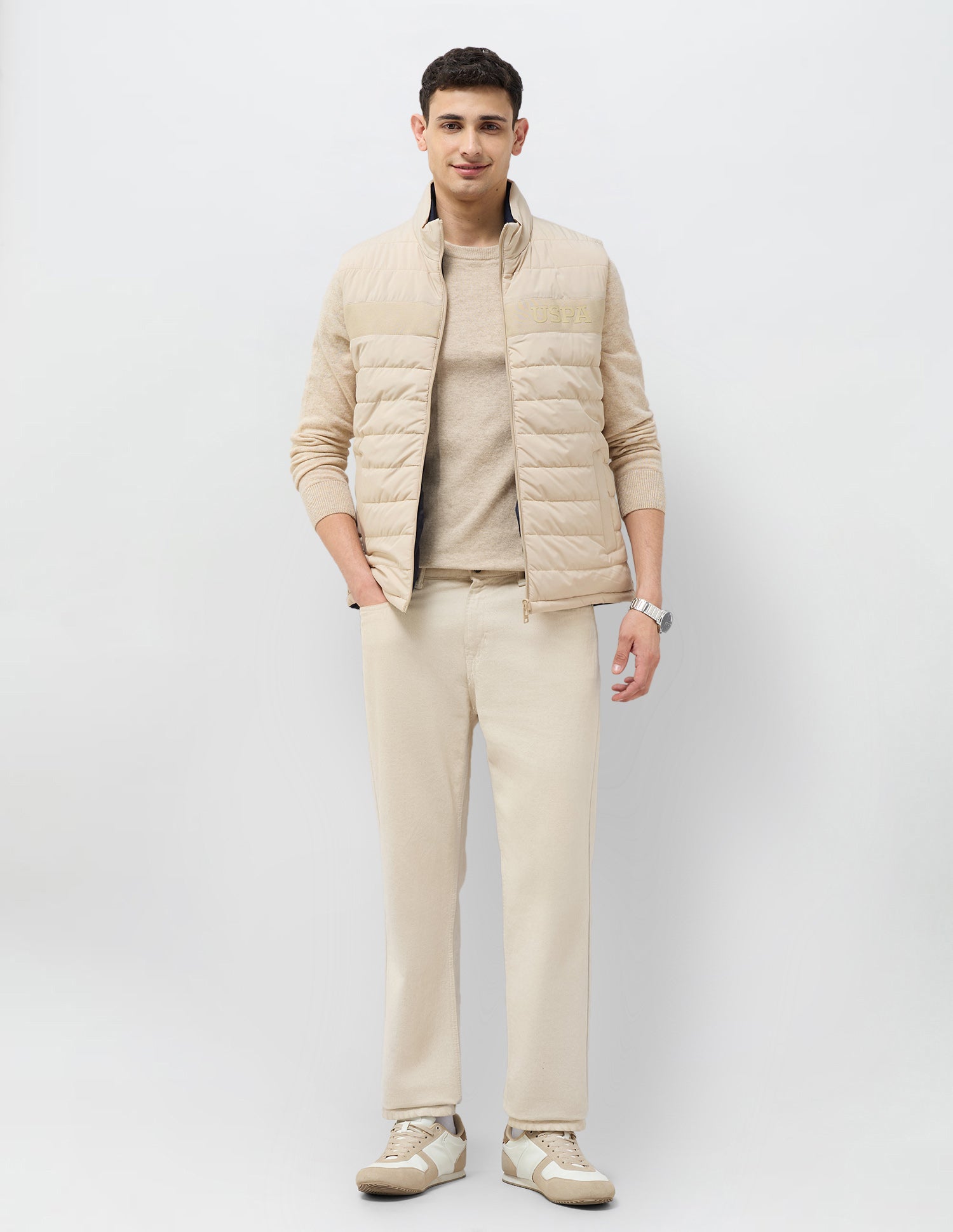 Solid Regular Fit Reversible Jacket Beige - U.S. POLO ASSN. | Large