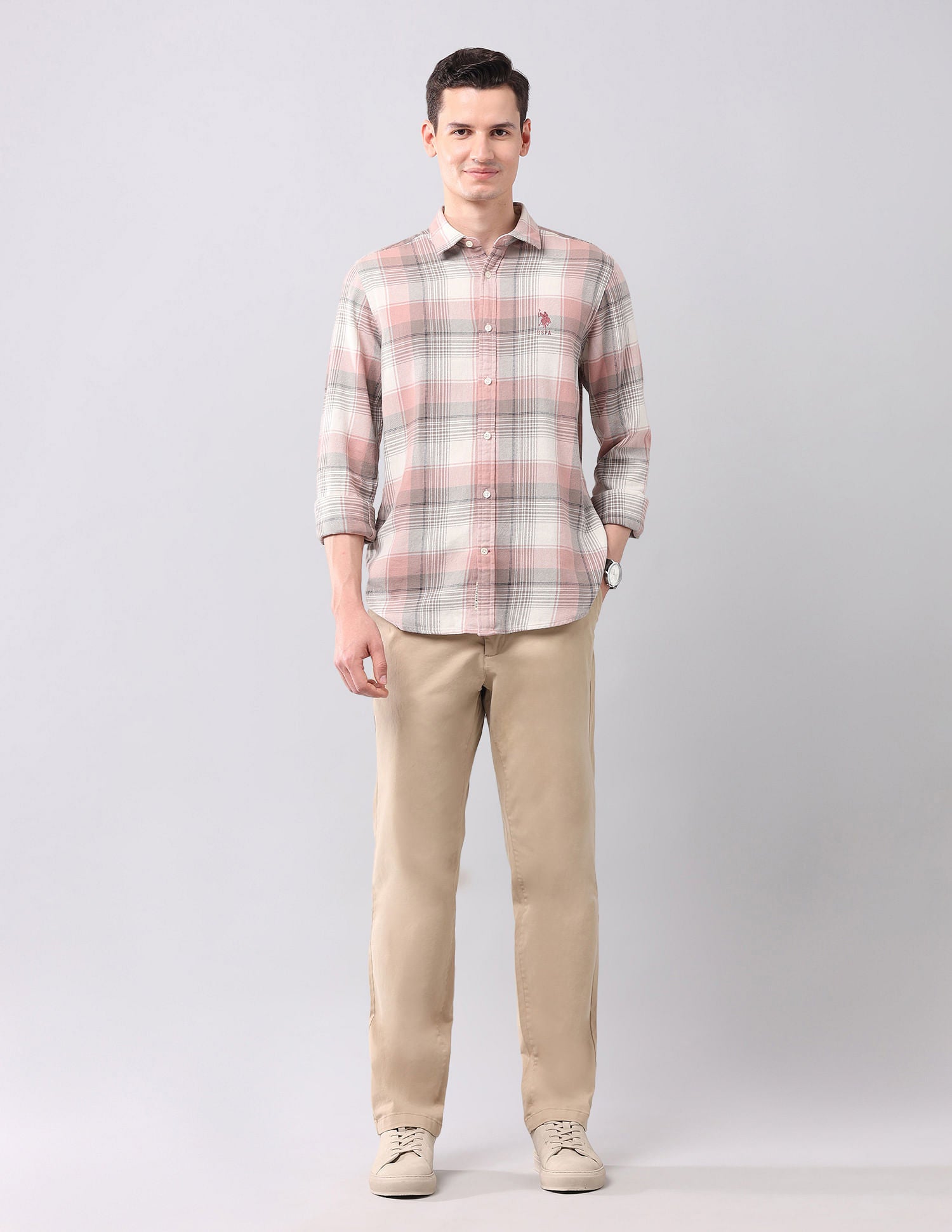 Regular Fit Checked Shirt Pink - U.S. POLO ASSN. | Large