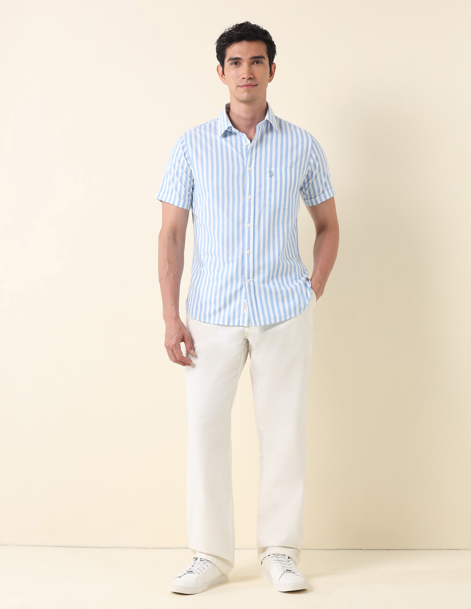 Tailored Fit Vertical Striped Shirt Blue - U.S. Polo Assn. India | Large