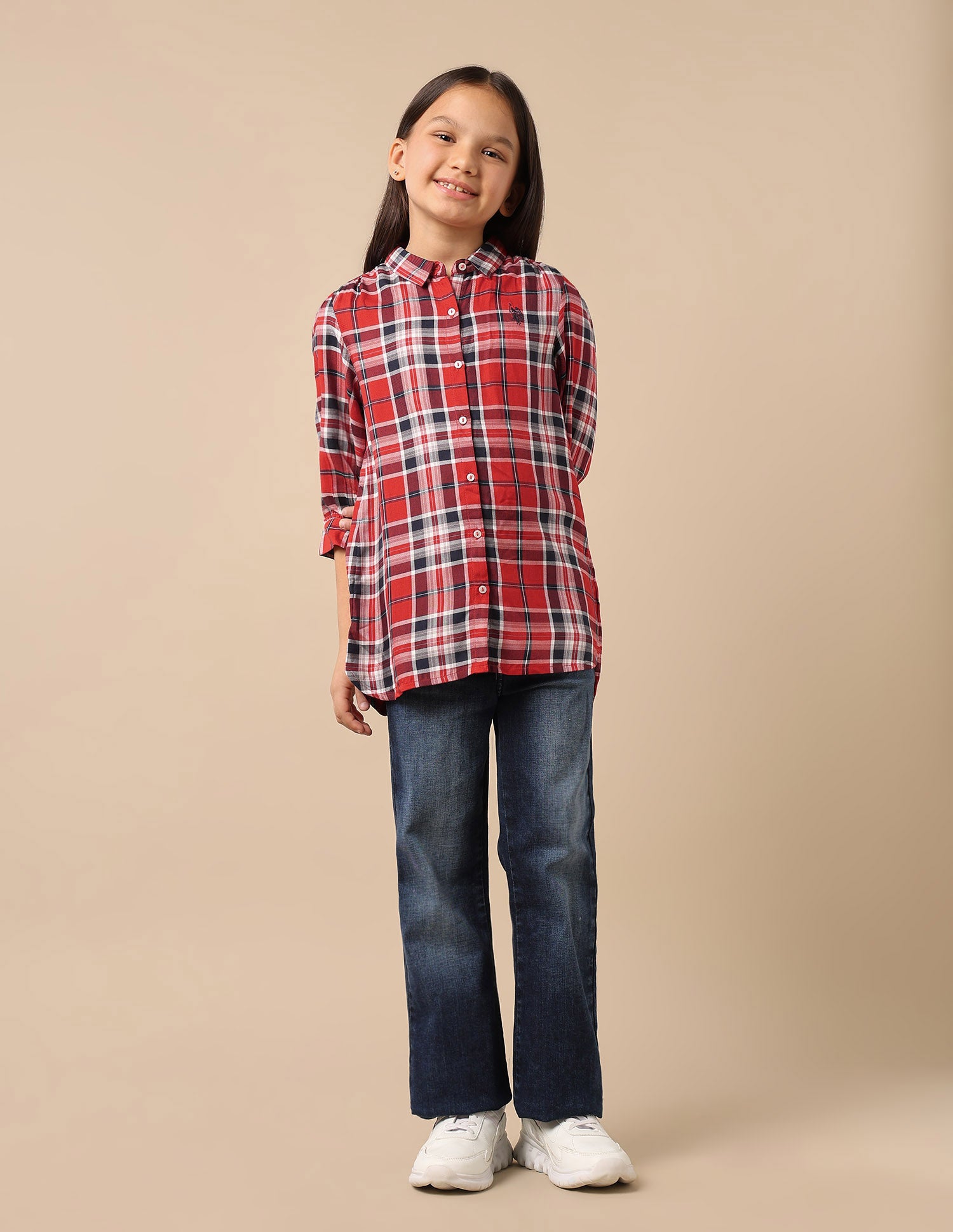 Spread Collar Viscose Top Red - U.S. POLO ASSN. | Large