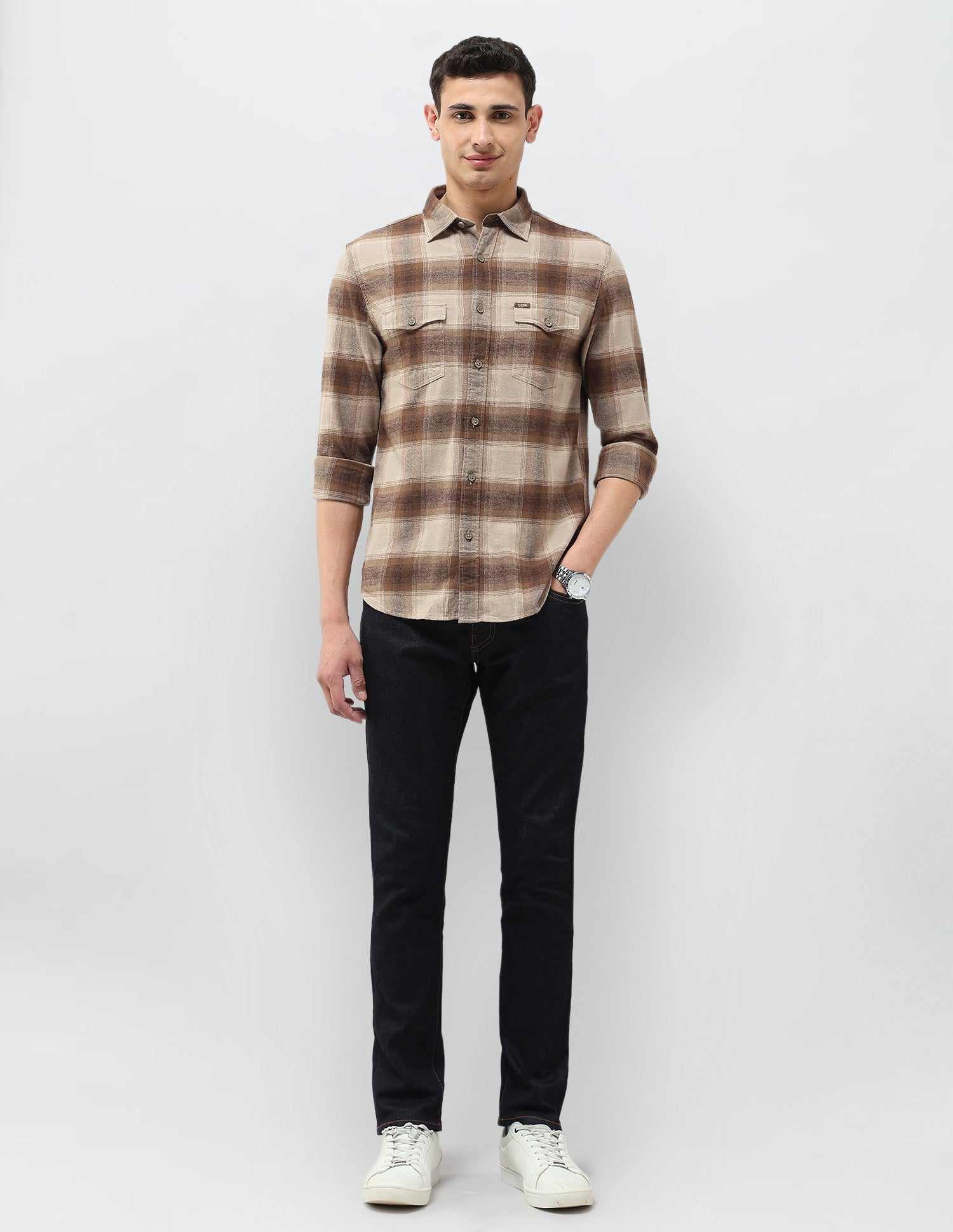 Twill Tartan Checked Shirt Khaki - U.S. POLO ASSN. | Large