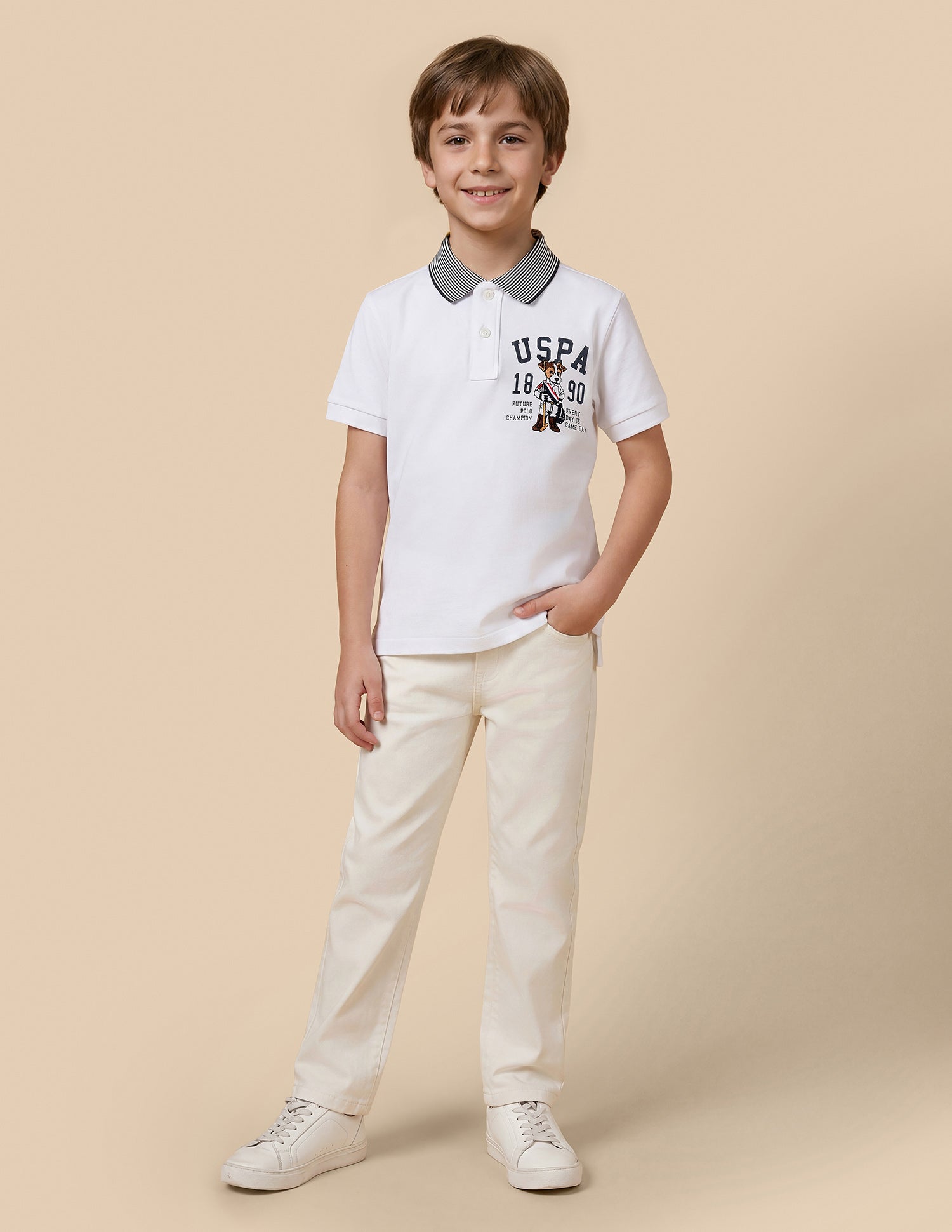 Graphic Printed Regular Fit Polo Shirt White - U.S. Polo Assn. India | Large