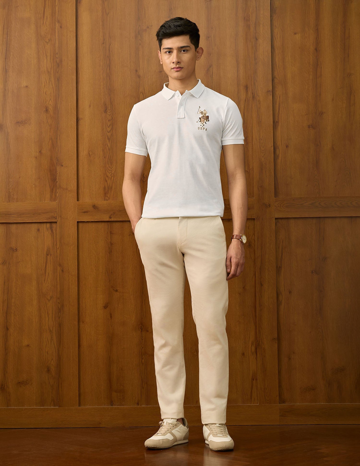 Brand Embroidered Varsity Polo Shirt Off White - U.S. POLO ASSN. | Large