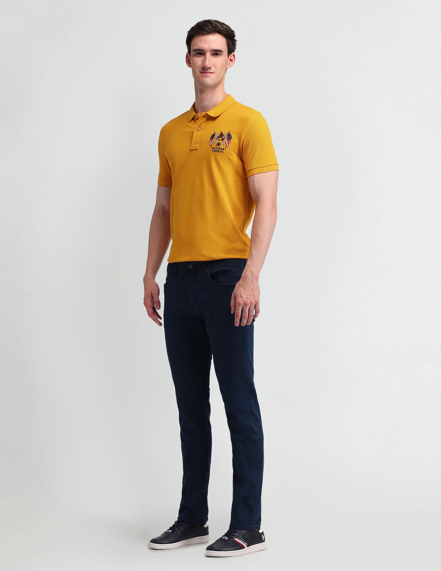 Solid Slim Fit Polo Shirt Mustard - U.S. POLO ASSN. | Large