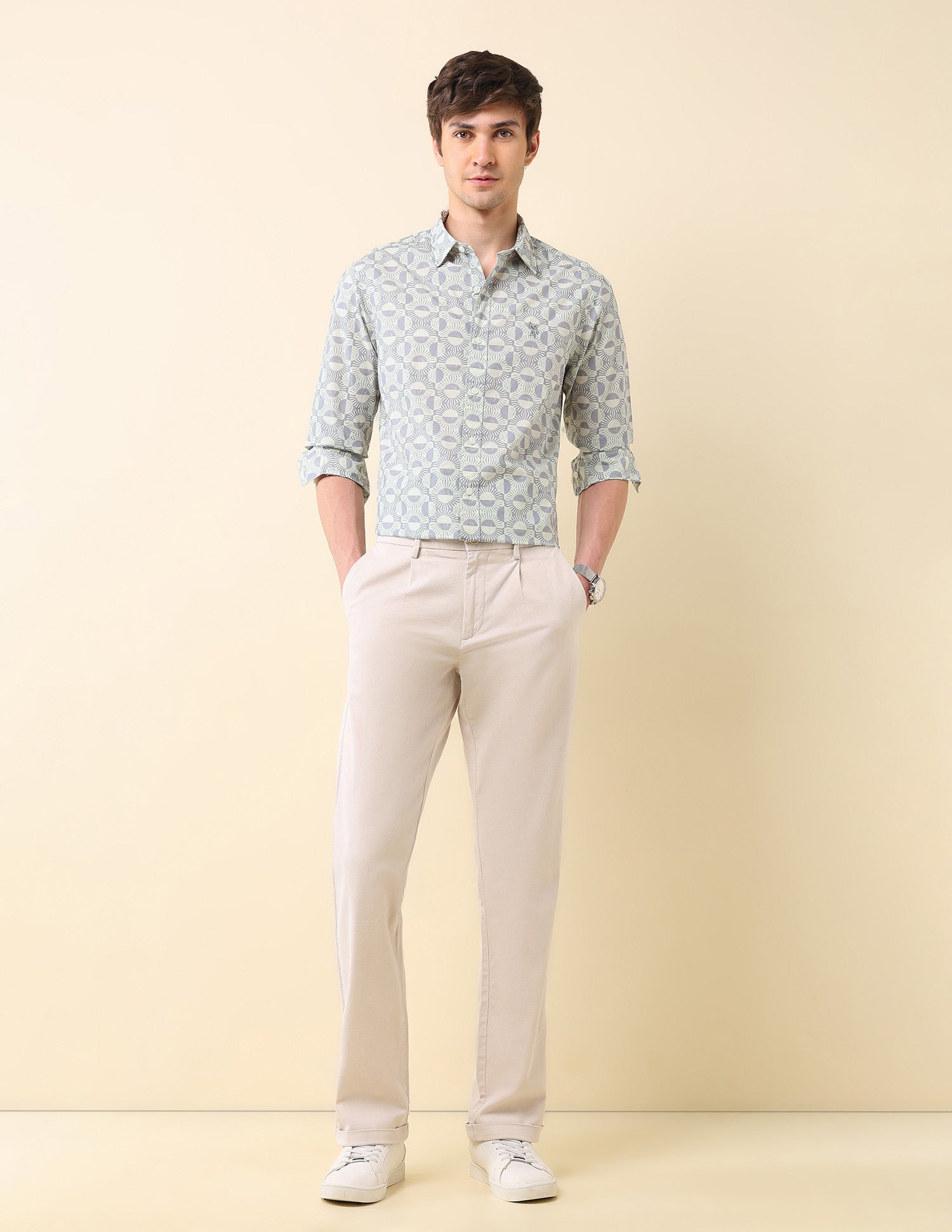 Poplin Geometric Printed Shirt Grey - U.S. Polo Assn. India | Large