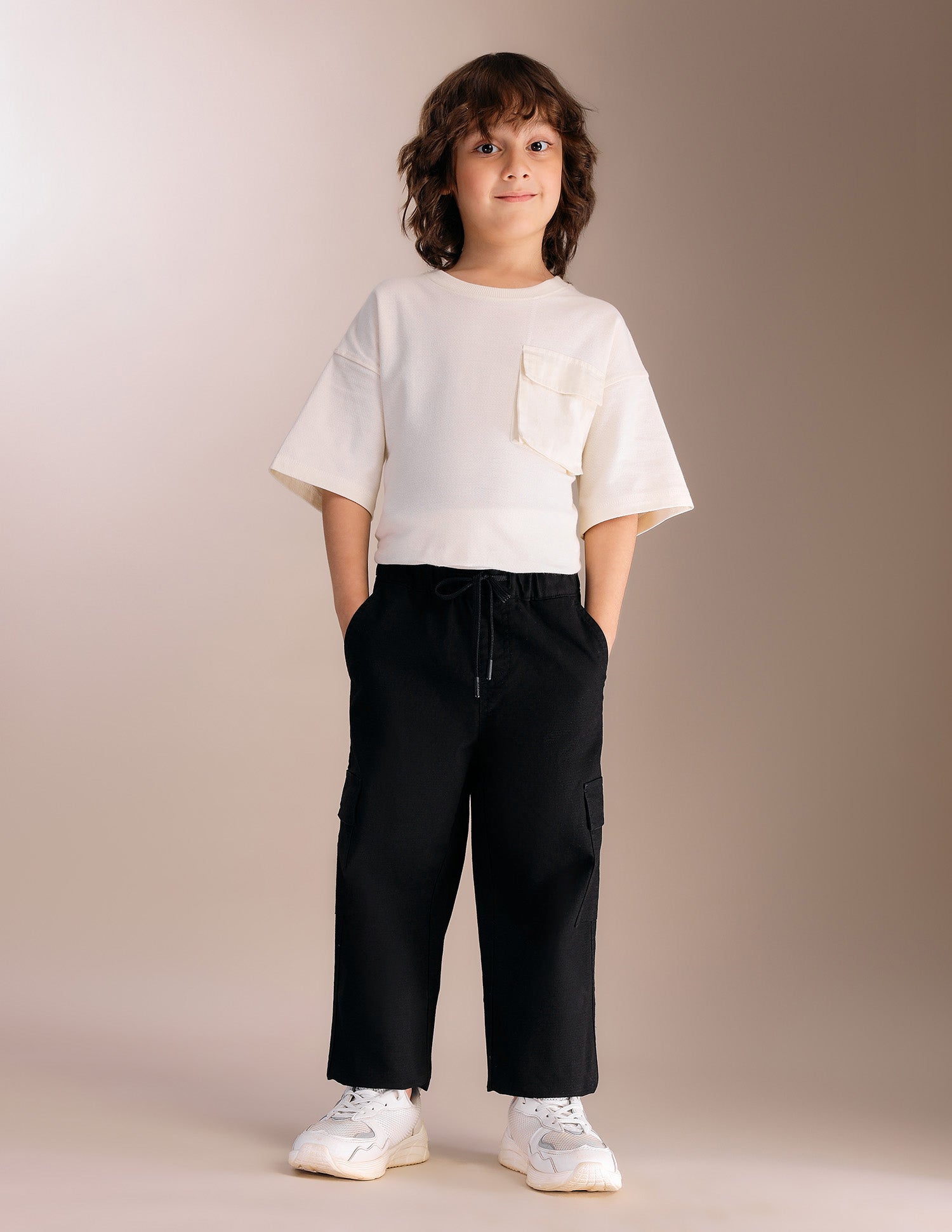 Boys Textured Relaxed Fit Cargos Black - U.S. POLO ASSN. | Large