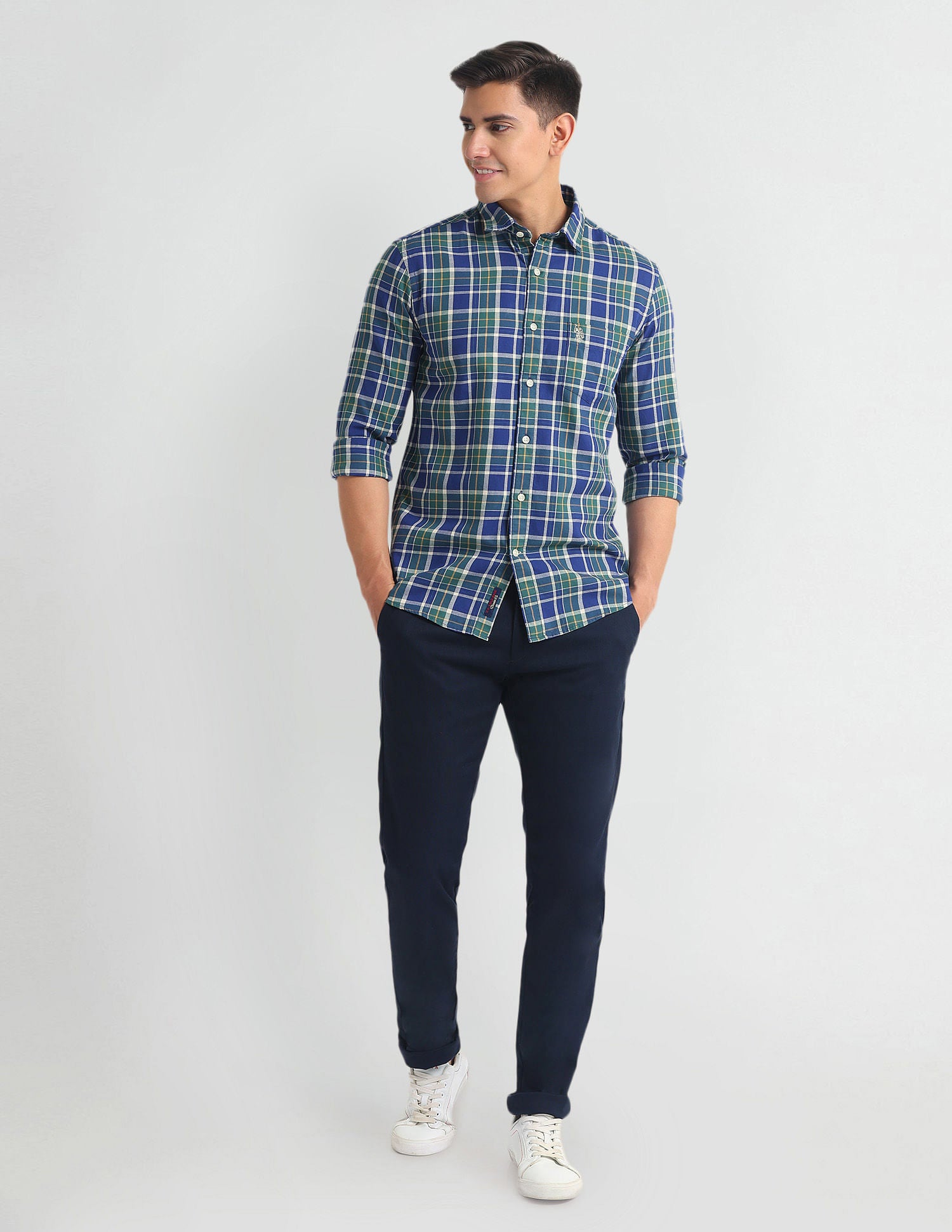 Tartan Check Slim Fit Shirt Green - U.S. Polo Assn. India | Large