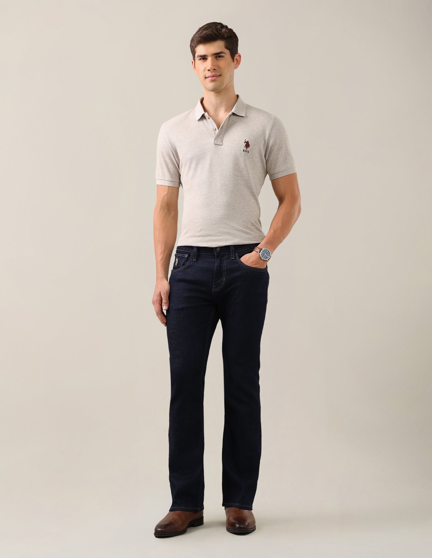 Blake Slim Bootcut Fit Blue Jeans Raw Rinse - U.S. Polo Assn. India | Large