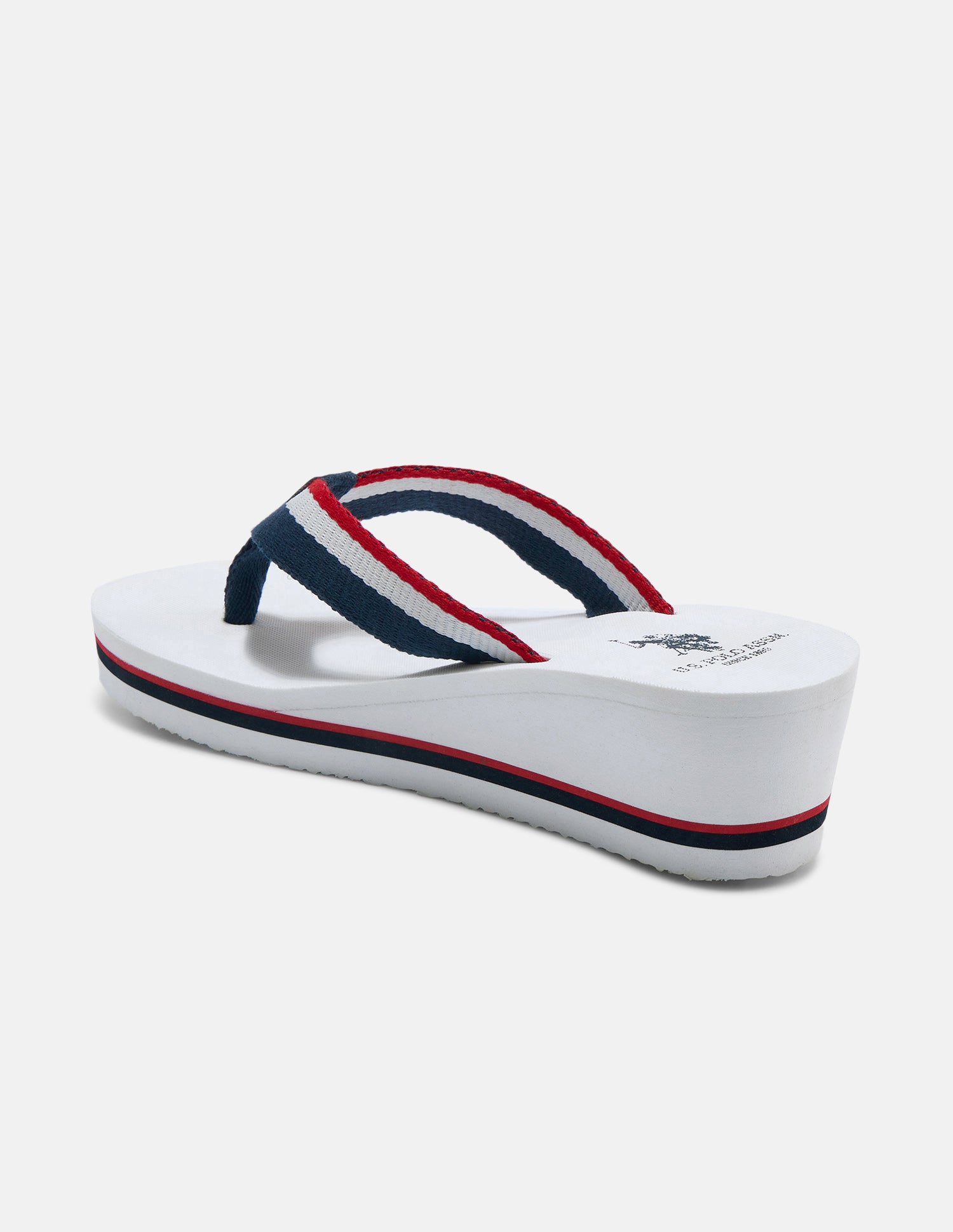 Saray Striped Flip Flop Wedge Sandals White - U.S. Polo Assn. India | Large