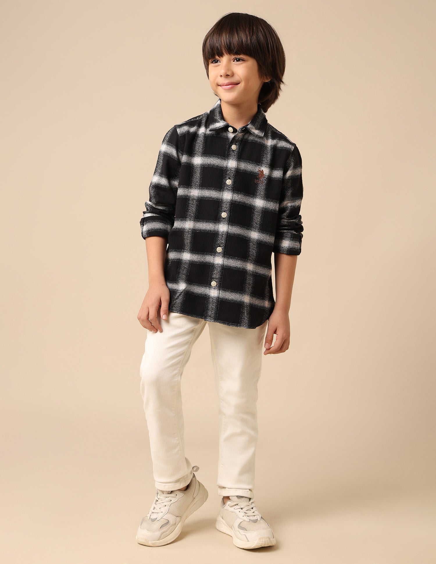 Boys All Over Printed Pure Cotton Shirt Black - U.S. POLO ASSN. | Large