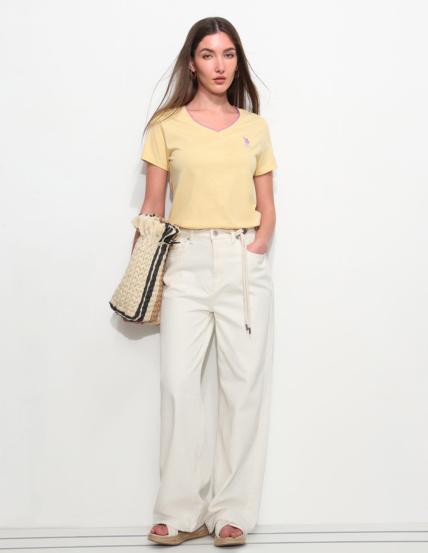 Regular Fit Solid T-Shirt Yellow - U.S. Polo Assn. India | Large