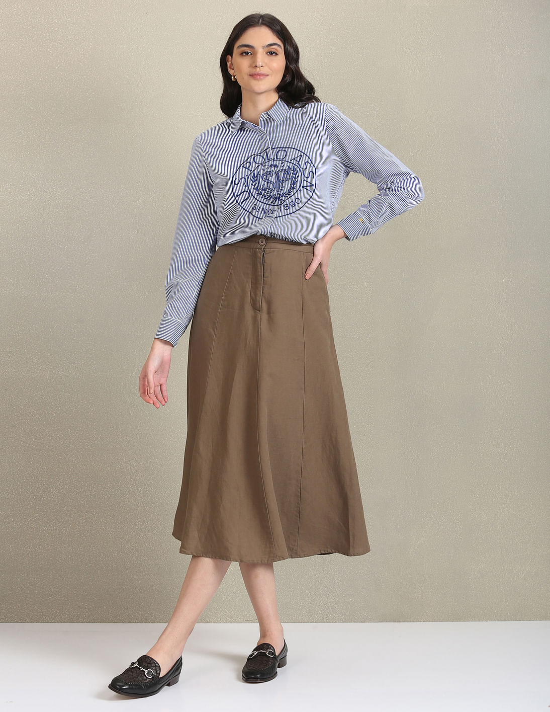 Vertical Stripe Embroidered Shirt Blue - U.S. POLO ASSN. | Large