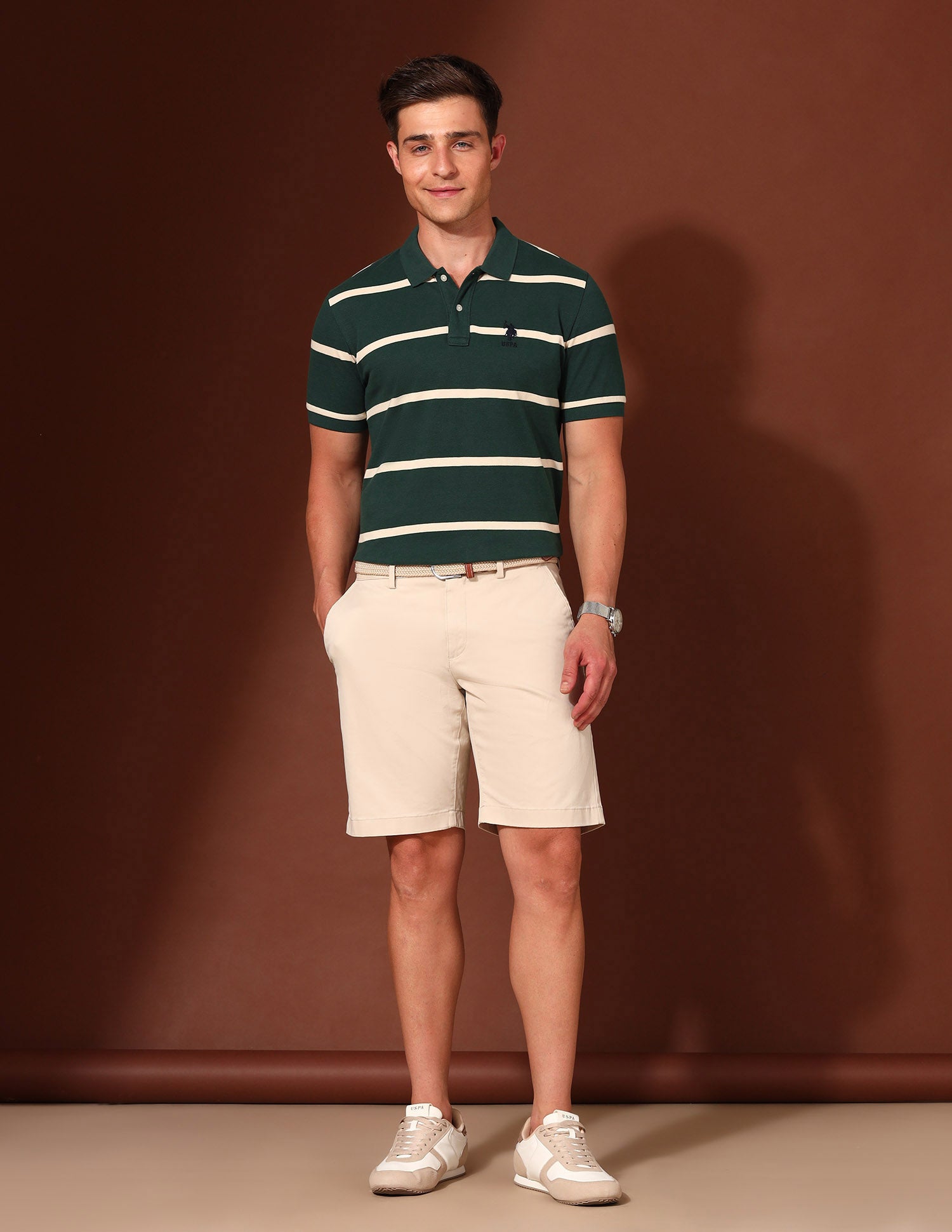 Horizontal Striped Working Holiday Polo Shirt Green - U.S. Polo Assn. India | Large