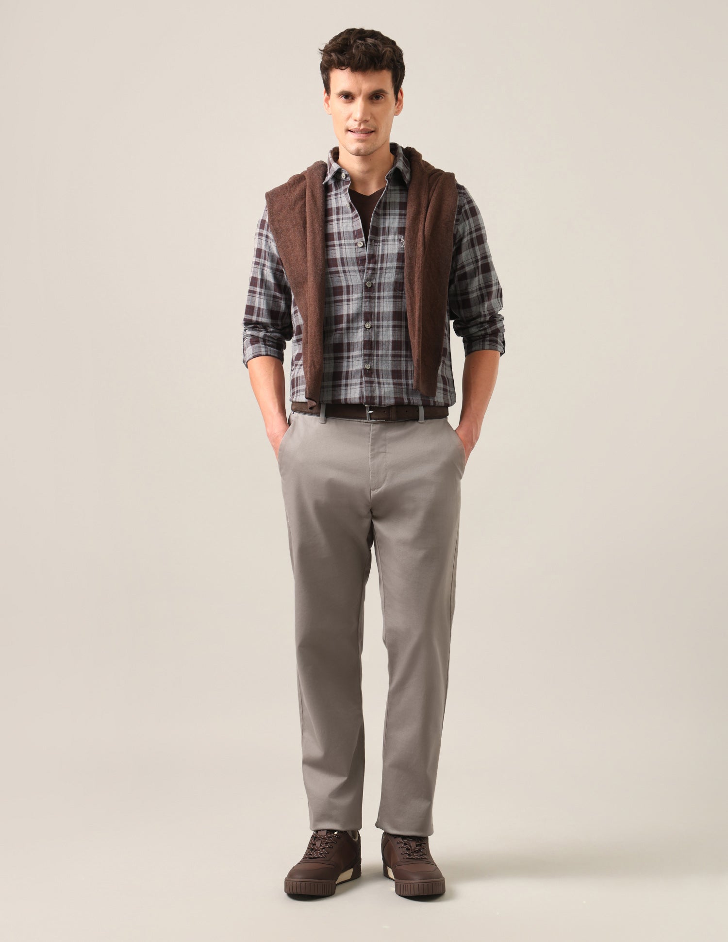 Tartan Checked Twill Shirt Brown - U.S. Polo Assn. India | Large