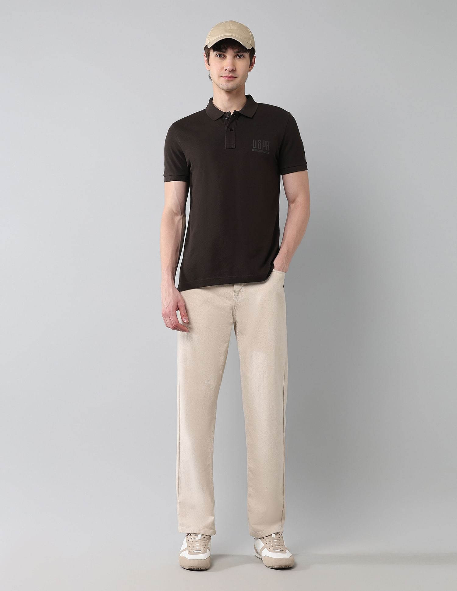 Pure Cotton Muscle Fit Polo Shirt Dark Brown - U.S. Polo Assn. India | Large