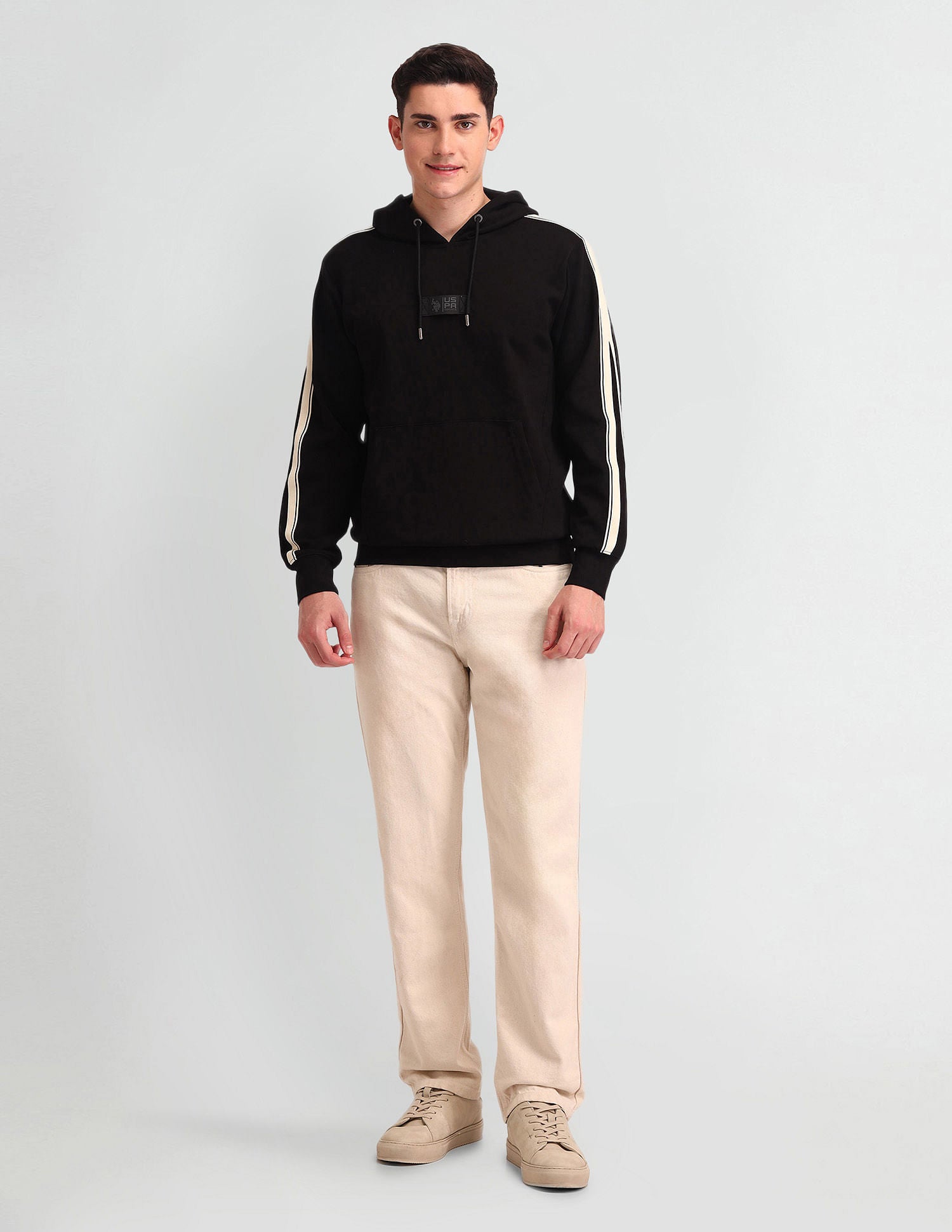 Regular Fit Logo Sweatshirt Black - U.S. Polo Assn. India | Large