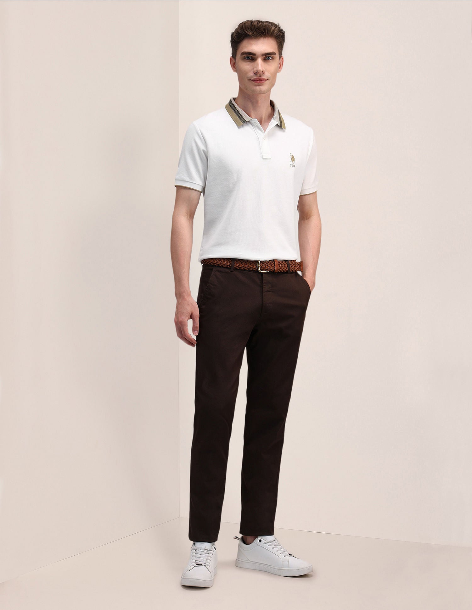 Slim Fit Cotton Polo Shirt White - U.S. POLO ASSN. | Large