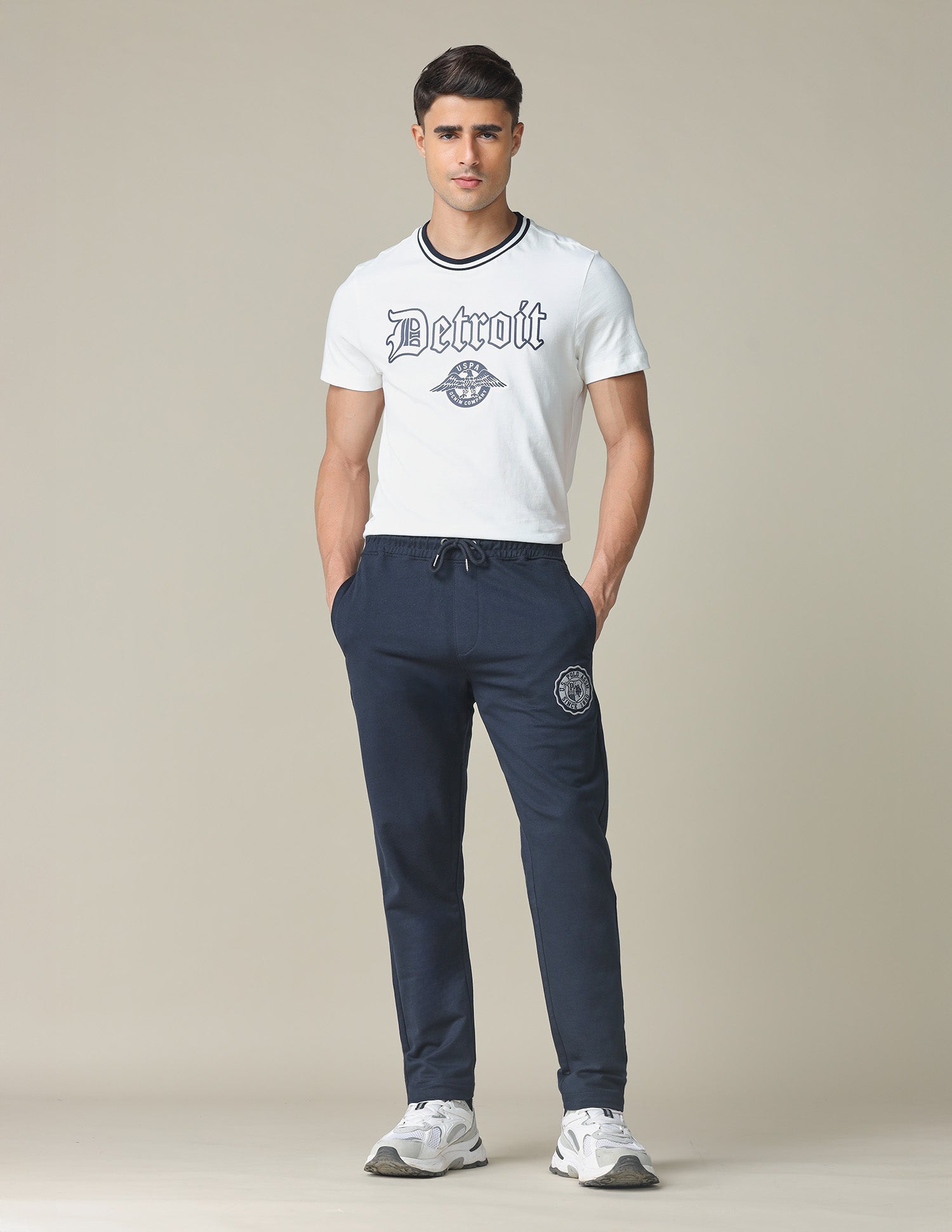 Mid Rise Solid Track Pants Navy - U.S. POLO ASSN. | Large