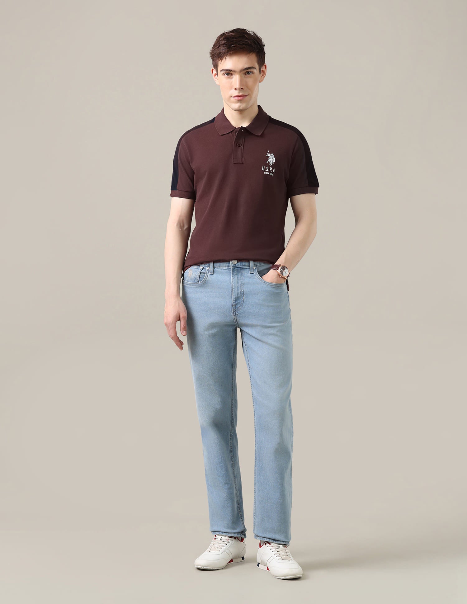 Solid Slim Fit Polo Shirt Red - U.S. Polo Assn. India | Large