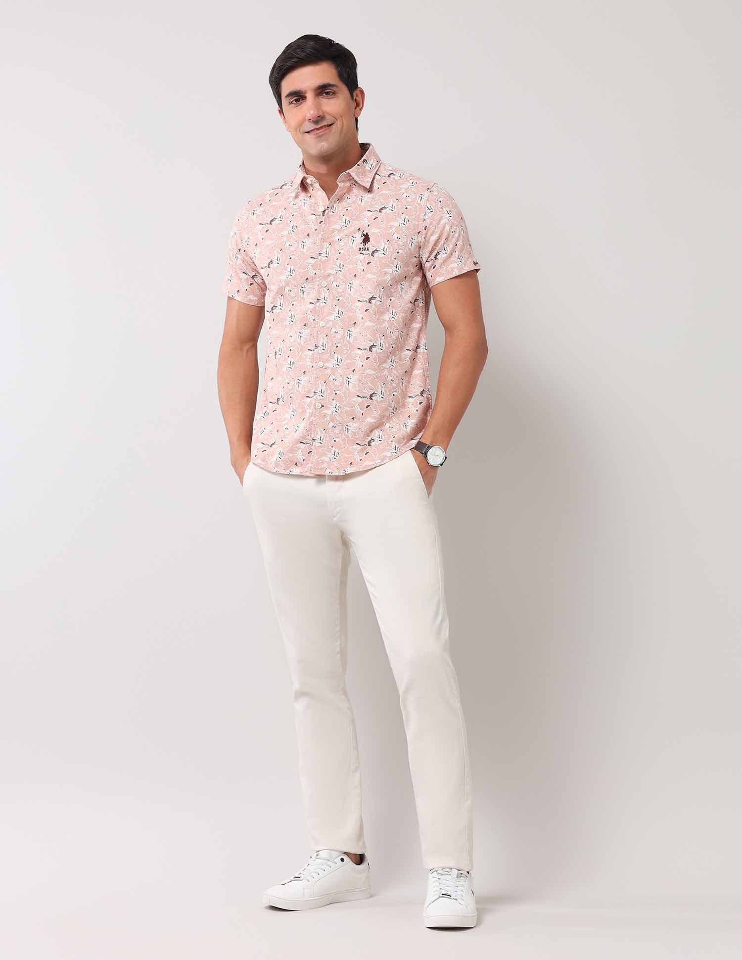 Floral Printed Regular Shirt Light Brown - U.S. Polo Assn. India | Large