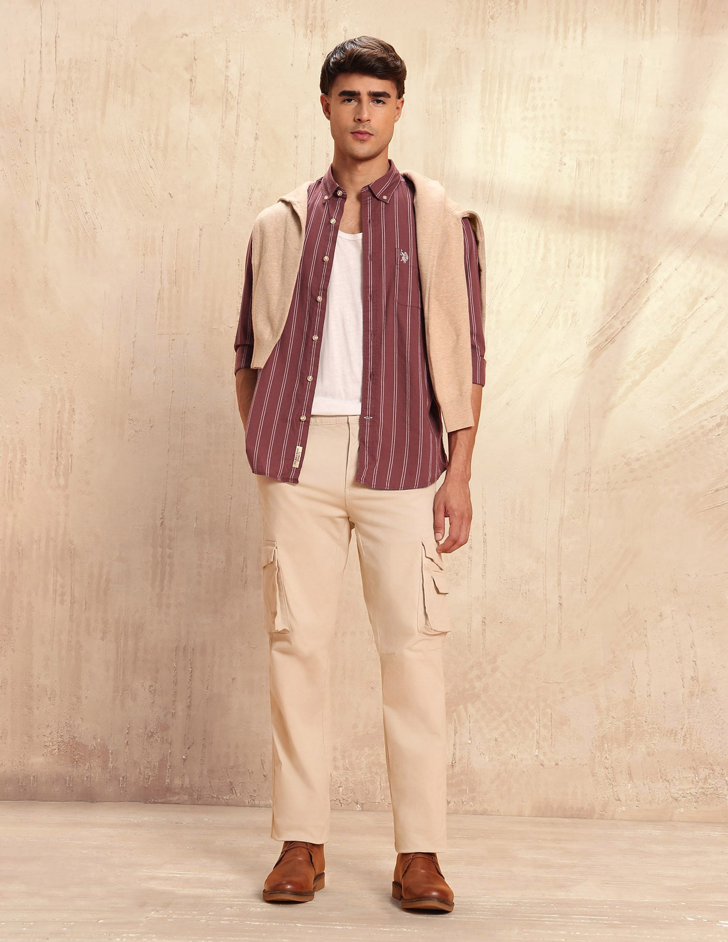 Vertical Striped Legend Of Horseshoe Shirt Rust - U.S. POLO ASSN. | Large