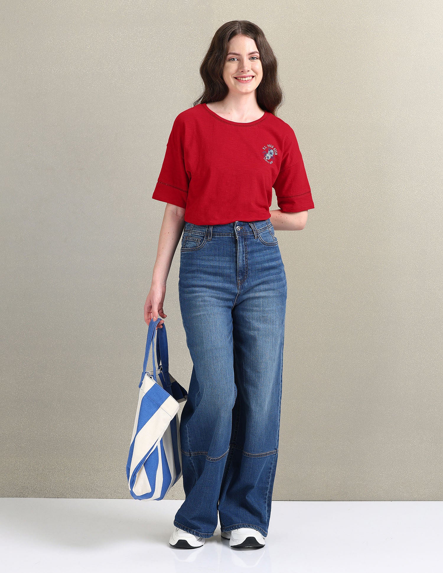 Pure Cotton Jersey Slub T-Shirt Red - U.S. POLO ASSN. | Large