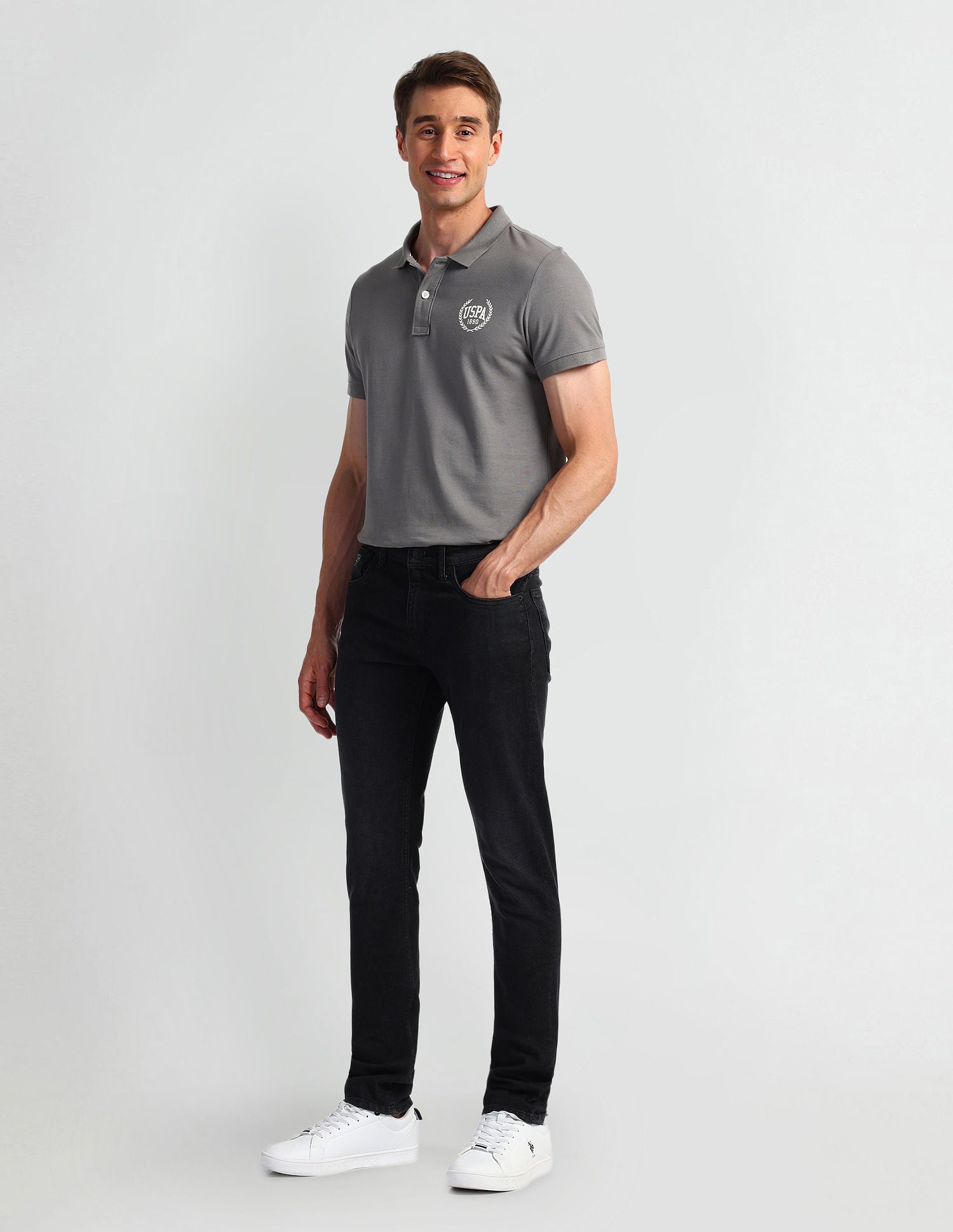 Regallo Skinny Fit Black Jeans Black - U.S. Polo Assn. India | Large