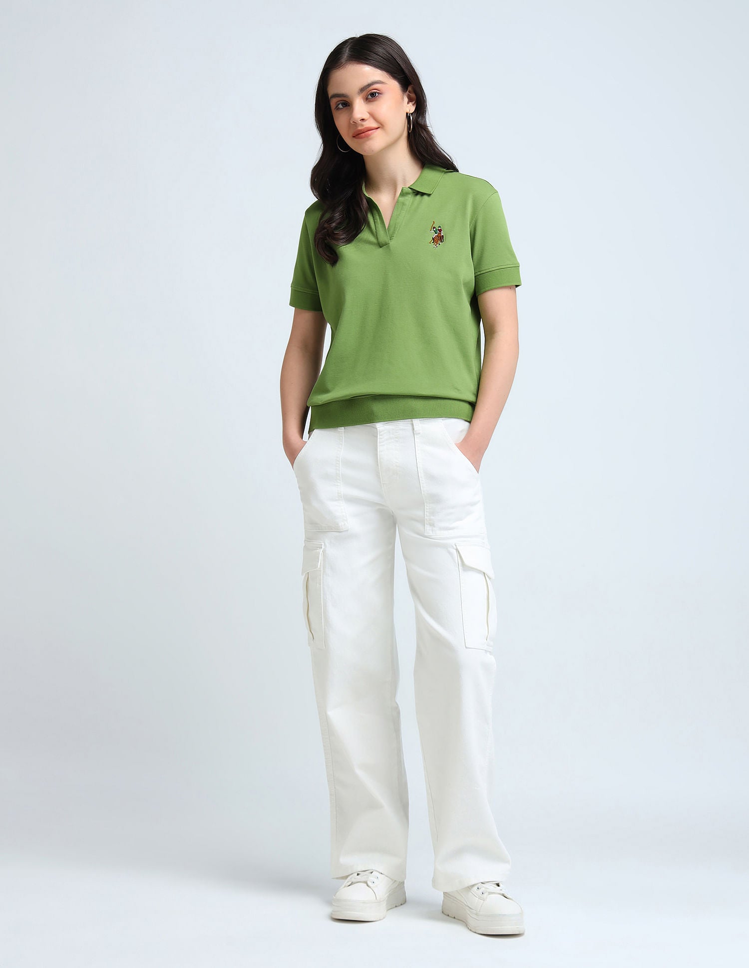 Open Placket Relaxed Polo Shirt Green - U.S. POLO ASSN. | Large