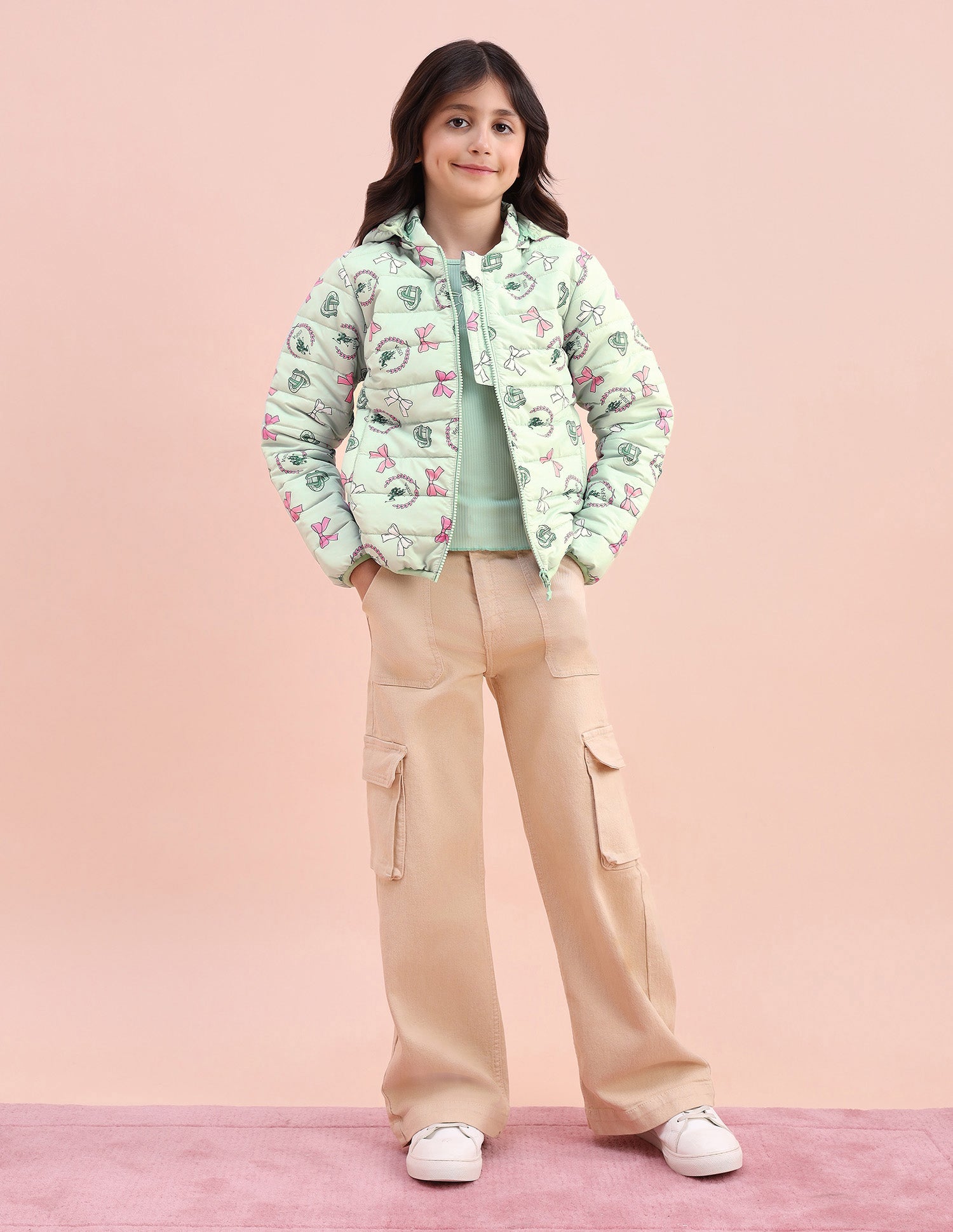 Graphic Printed Puffer Jacket Green - U.S. POLO ASSN. | Large