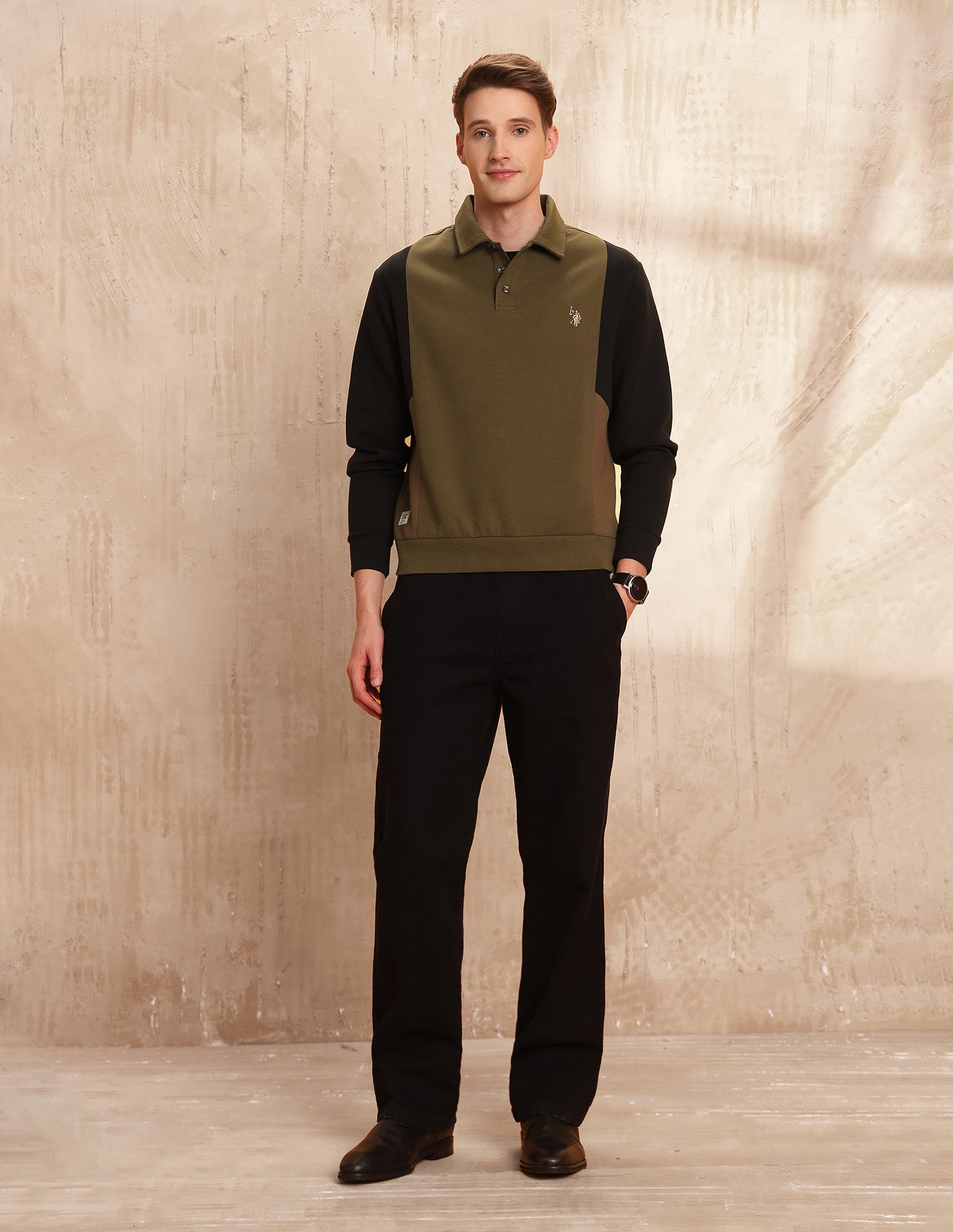 Colourblocked Legend Of Horseshoe Sweatshirt Olive - U.S. Polo Assn. India | Large