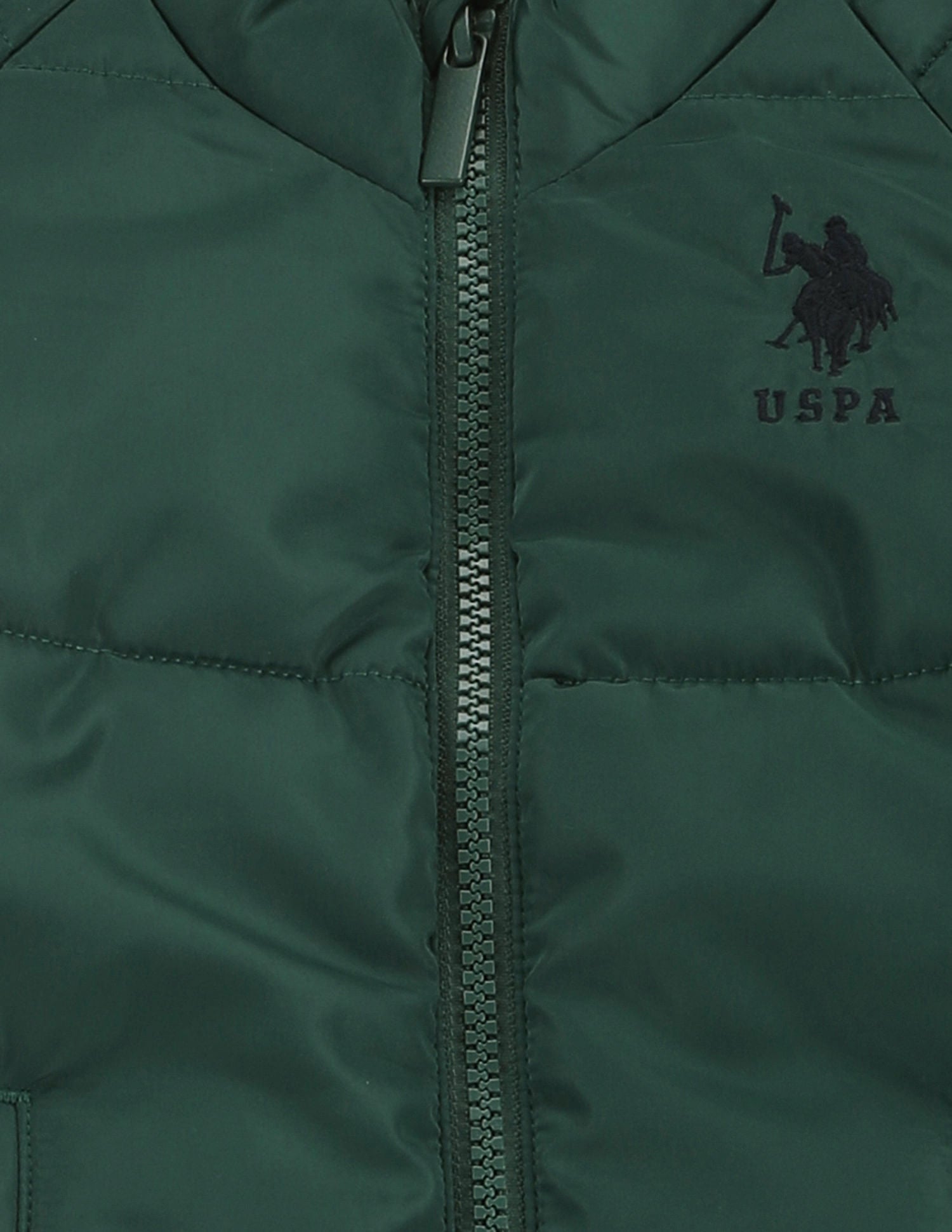 Boys Brand Tape Puffer Jacket Dark Green - U.S. POLO ASSN. | Large
