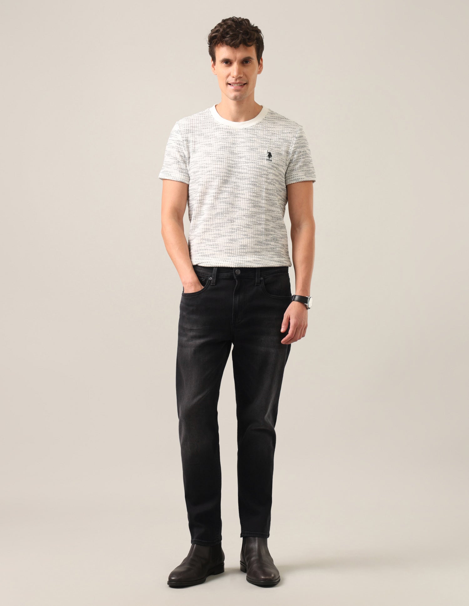 Cole Comfort Cropped Fit Black Jeans Black - U.S. Polo Assn. India | Large