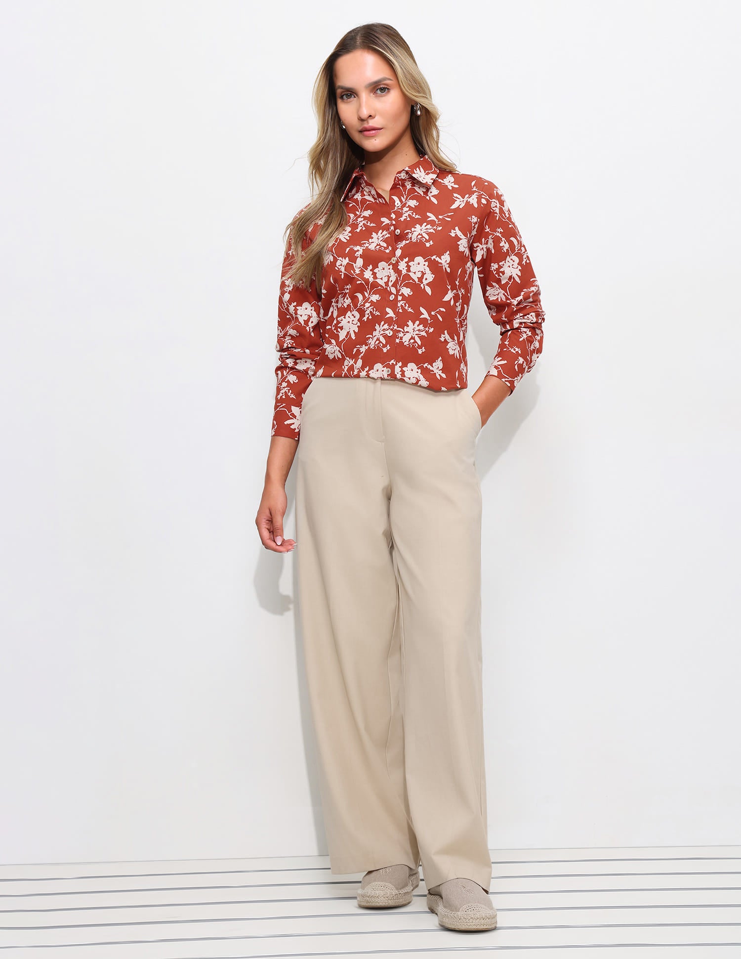 Floral Printed Regular Fit Shirt Rust - U.S. Polo Assn. India | Large