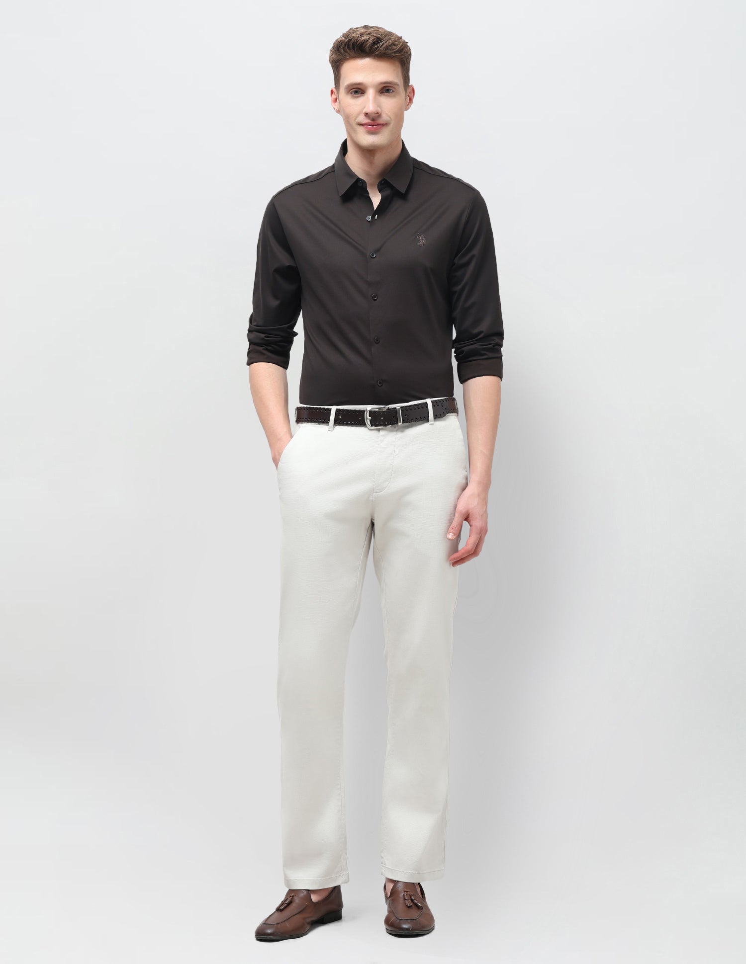 Solid Knitted Shirt Choco - U.S. Polo Assn. India | Large