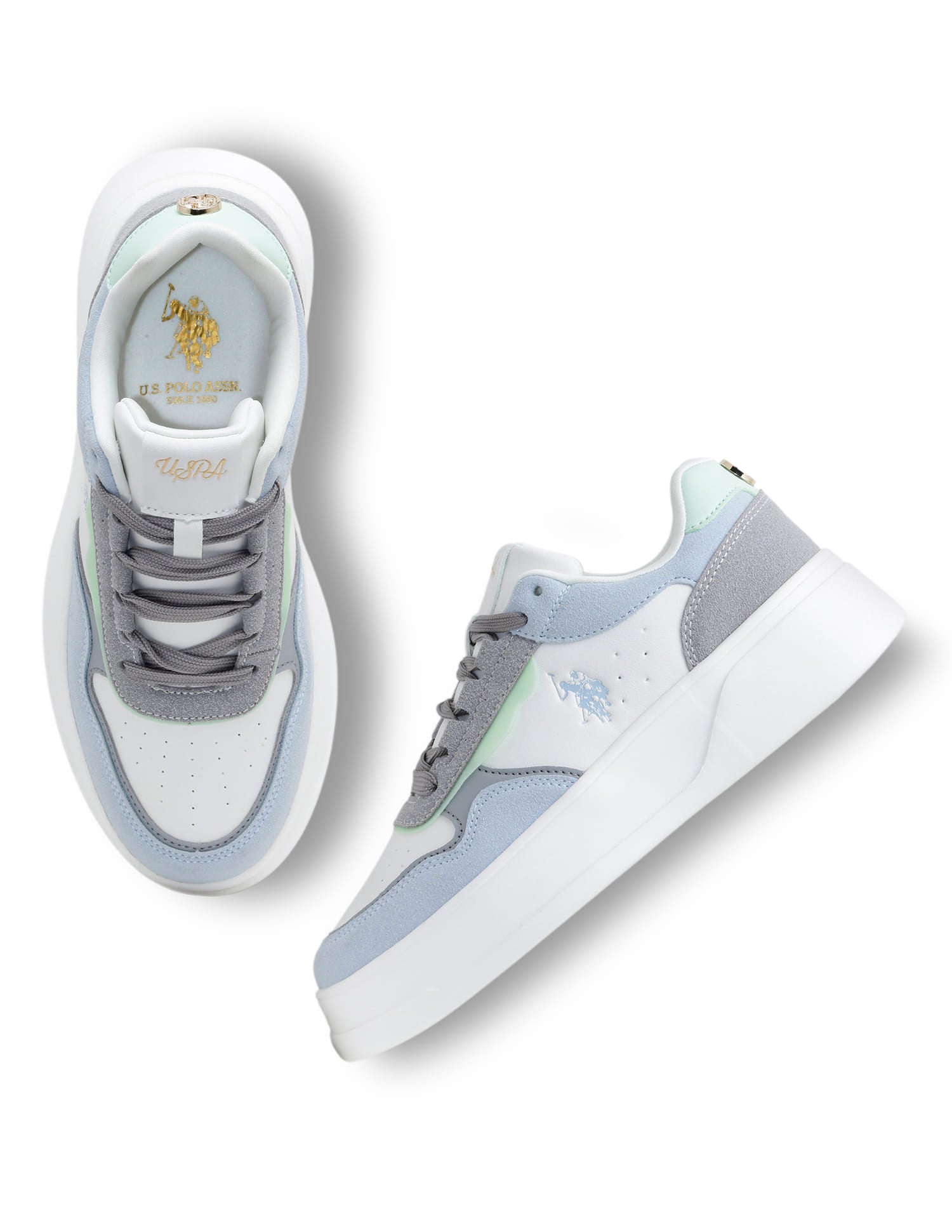 Women Aluna Colourblocked Lace Ups Sneakers Off White - U.S. Polo Assn. India | Large