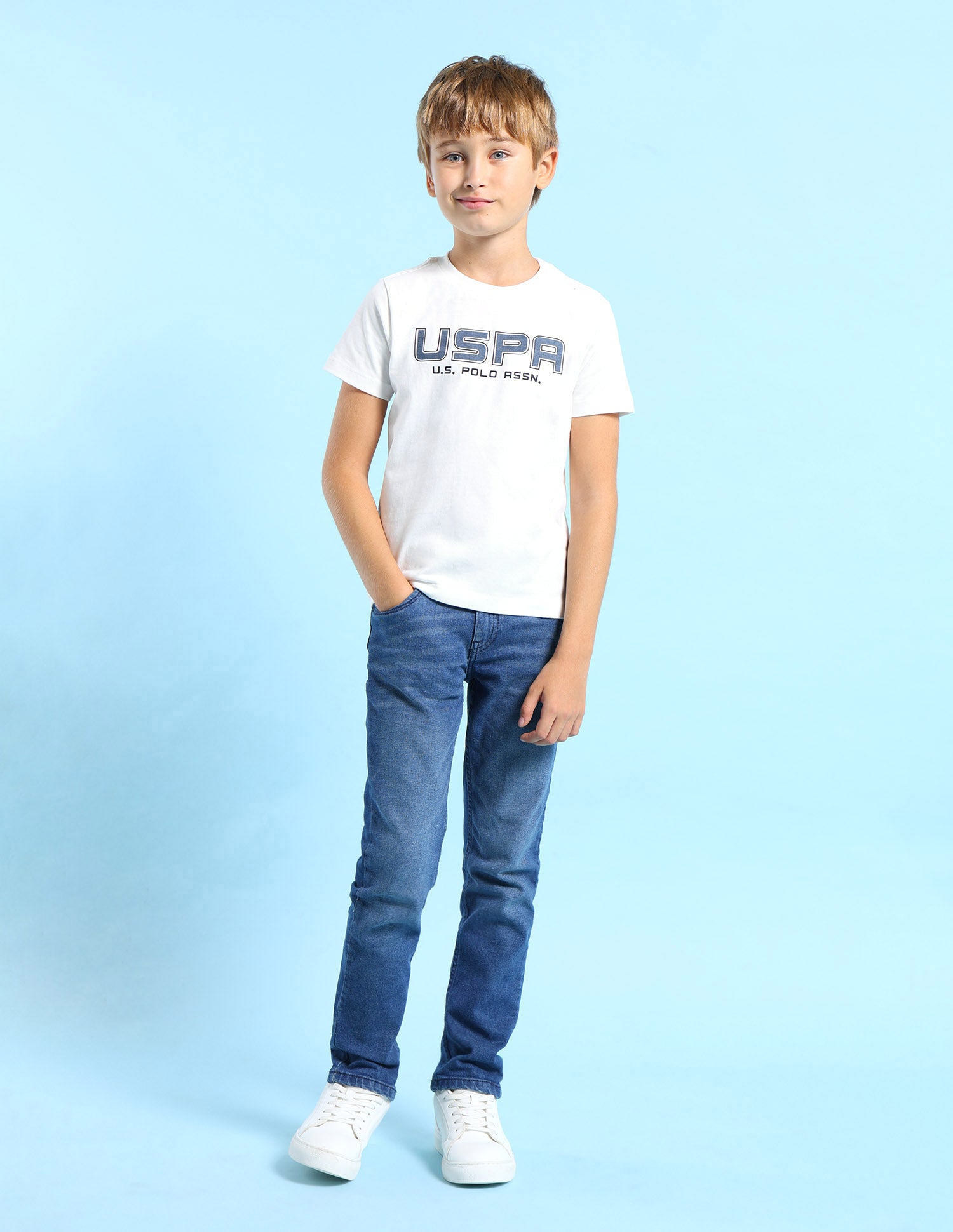 Boys Regular Fit Brand Printed T-Shirt Off White - U.S. POLO ASSN. | Large