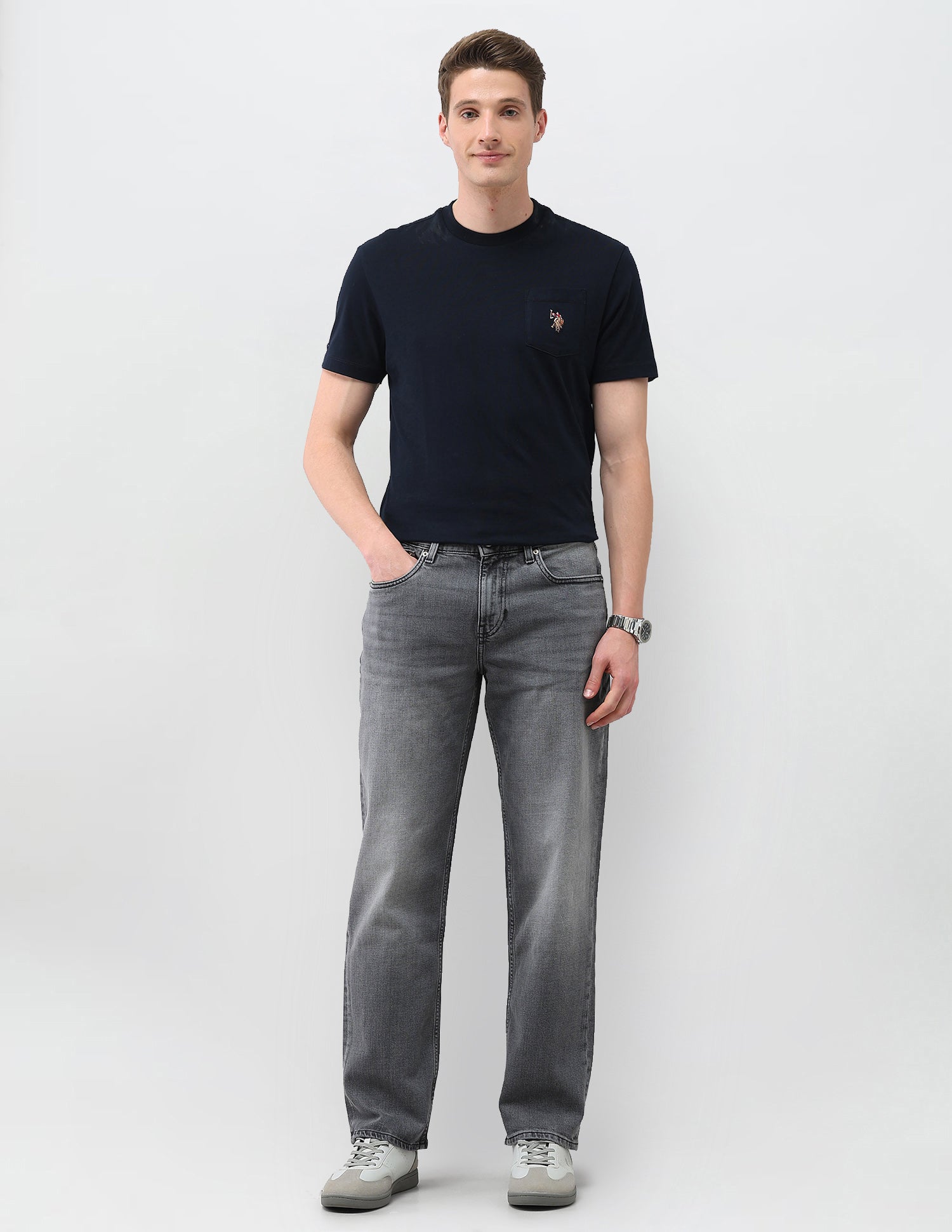 Shawn Relaxed Fit Grey Jeans Washed Grey - U.S. Polo Assn. India | Large