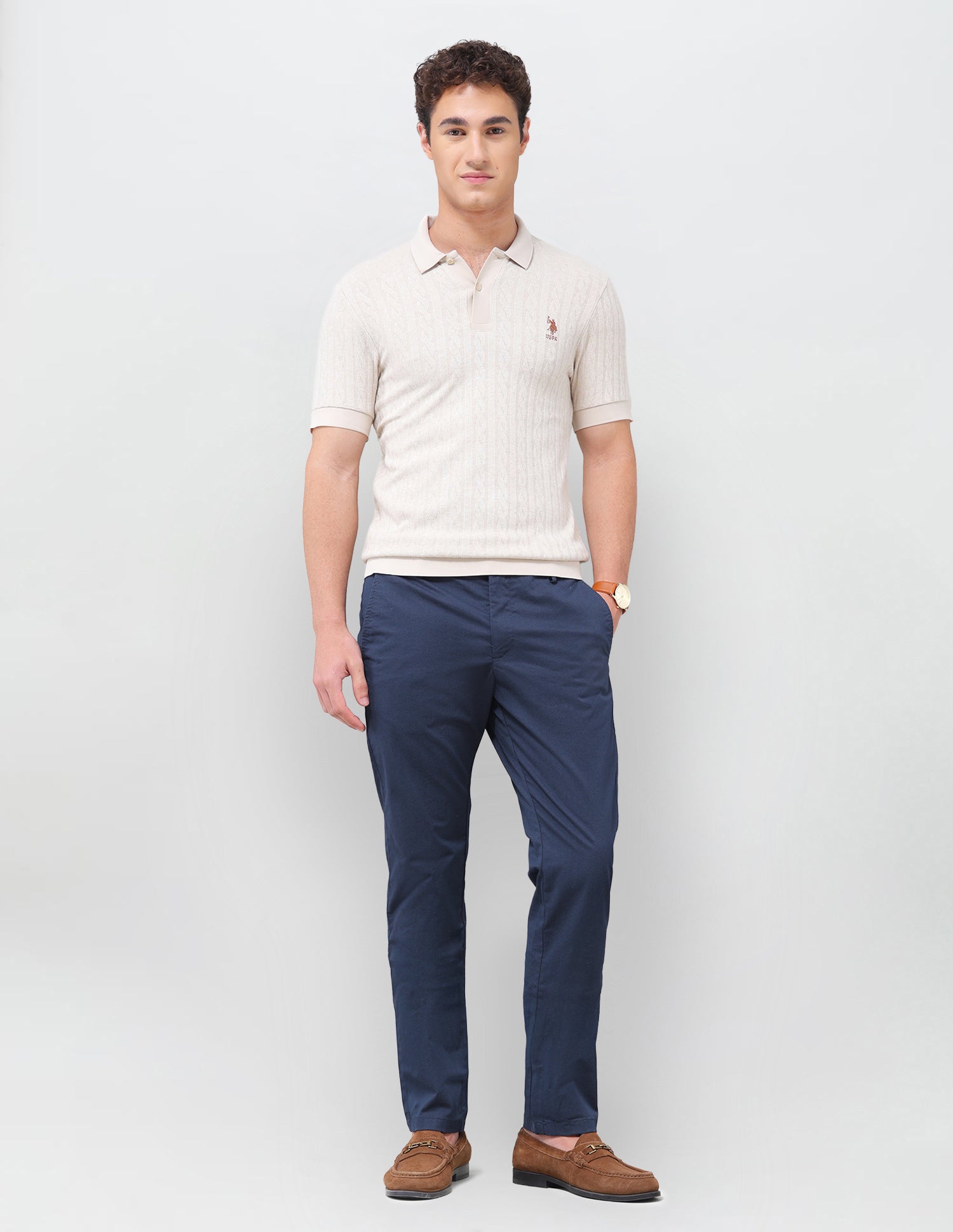 Denver Slim Fit Satin Trouser Navy - U.S. Polo Assn. India | Large