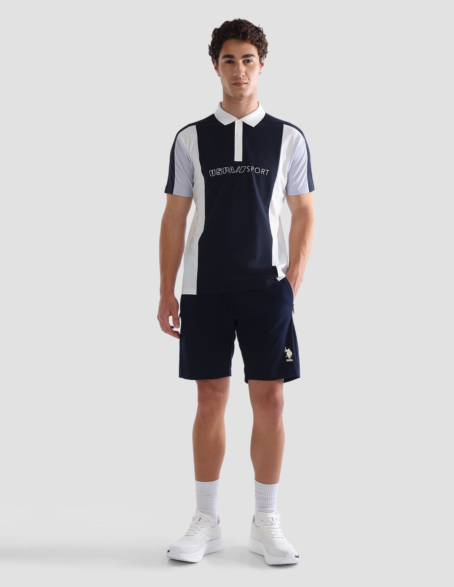 Colourblocked Slim Fit Active Polo Shirt Navy - U.S. Polo Assn. India | Large