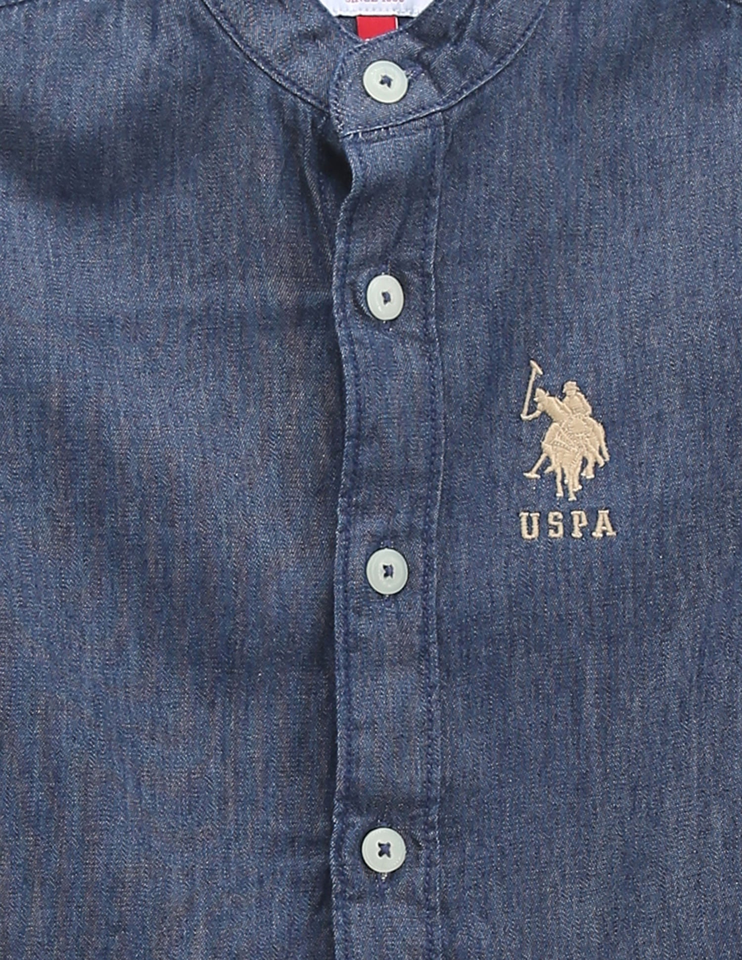 Boys Cotton Chambray Shirt Blue - U.S. POLO ASSN. | Large