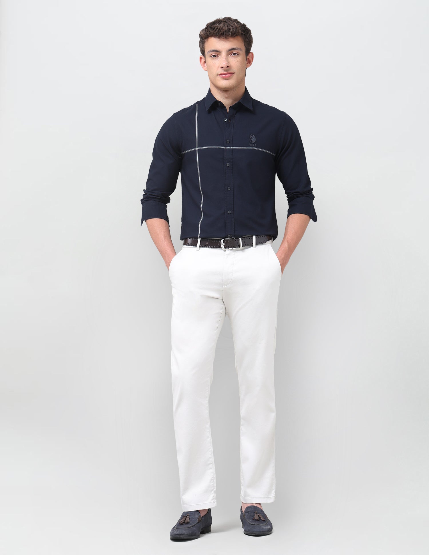 Solid Regular Fit Shirt Navy - U.S. Polo Assn. India | Large