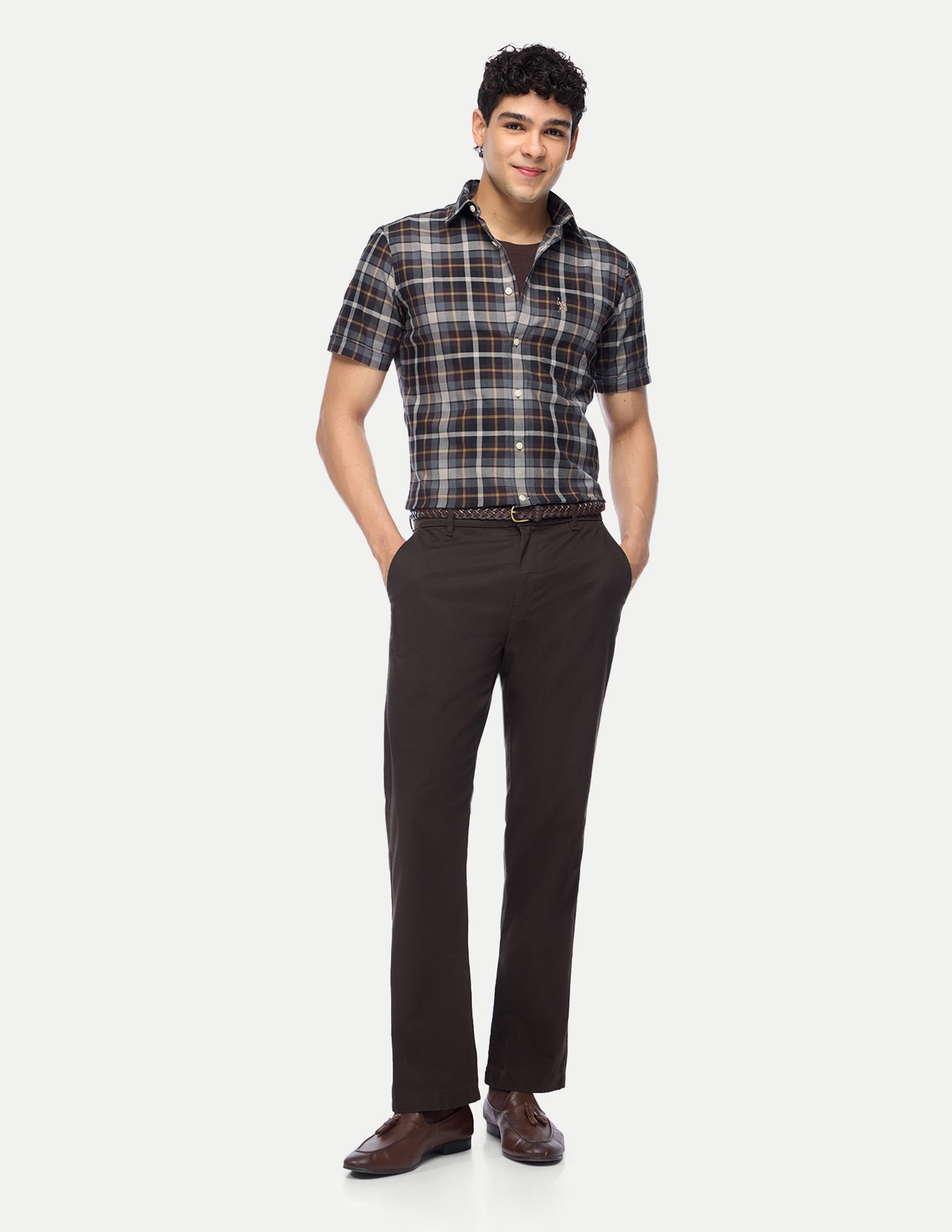 Plaid Checked Tailored Fit Shirt Choco - U.S. Polo Assn. India | Large