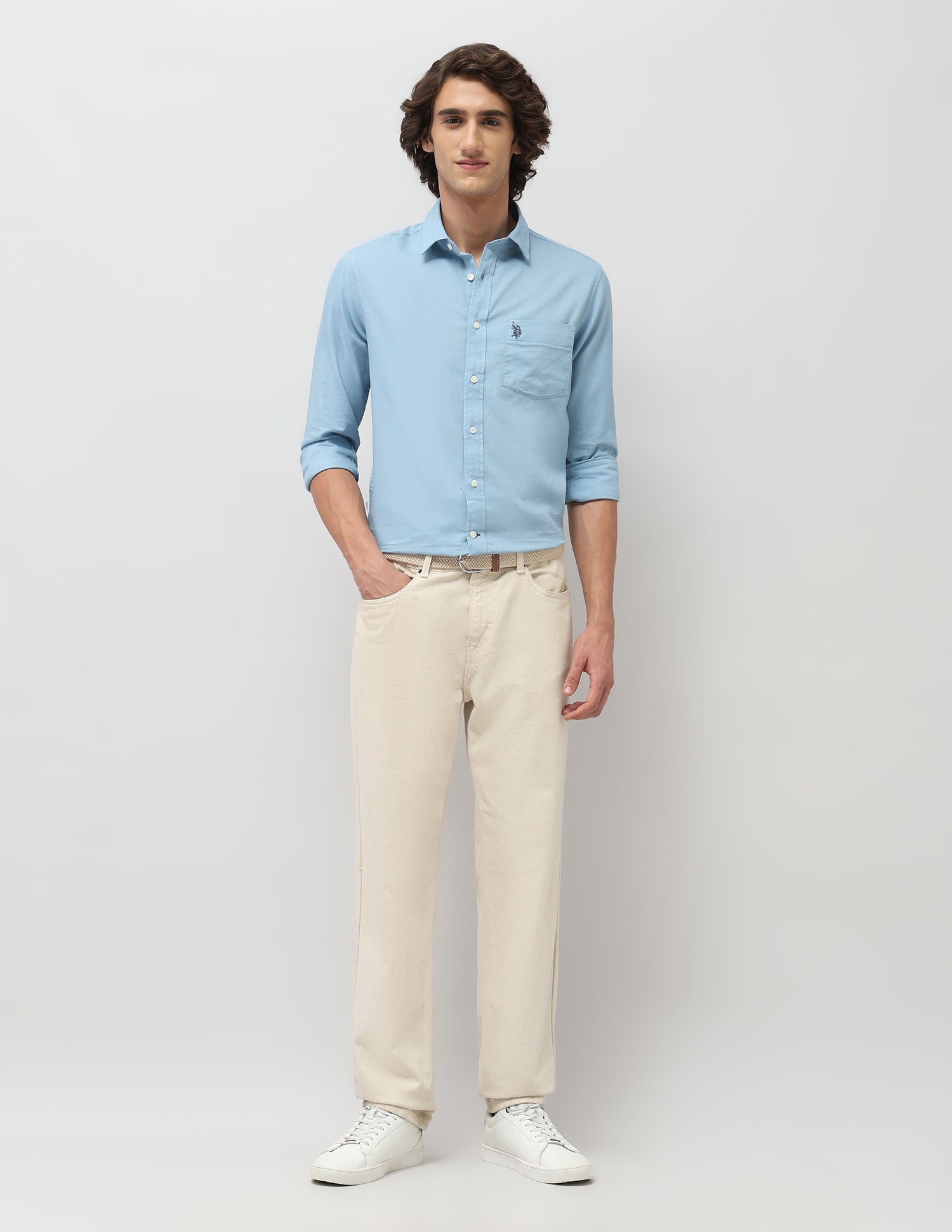 Tailored Fit Dobby Shirt Blue - U.S. Polo Assn. India | Large
